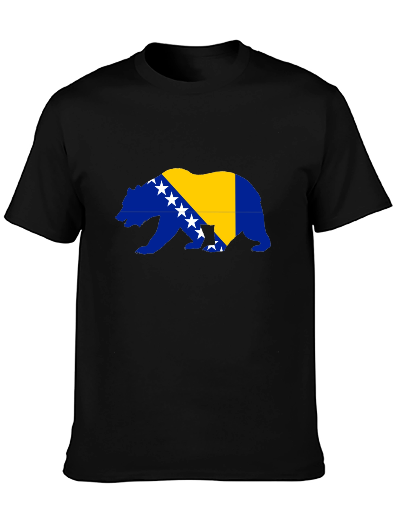 Bosnia Bear Flag Graphic Tee - Mens Black T-Shirt