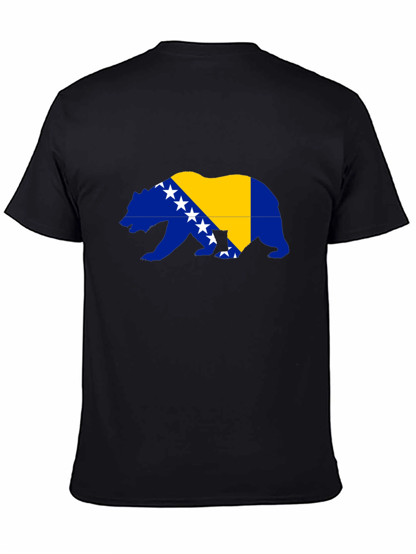 Bosnia Bear Flag Graphic Tee - Mens Black T-Shirt