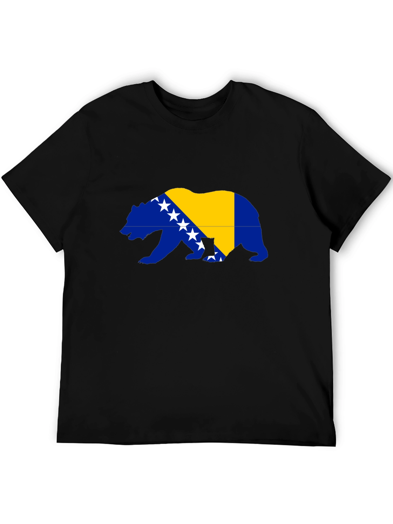 Bosnia Bear Flag Graphic Tee - Mens Black T-Shirt