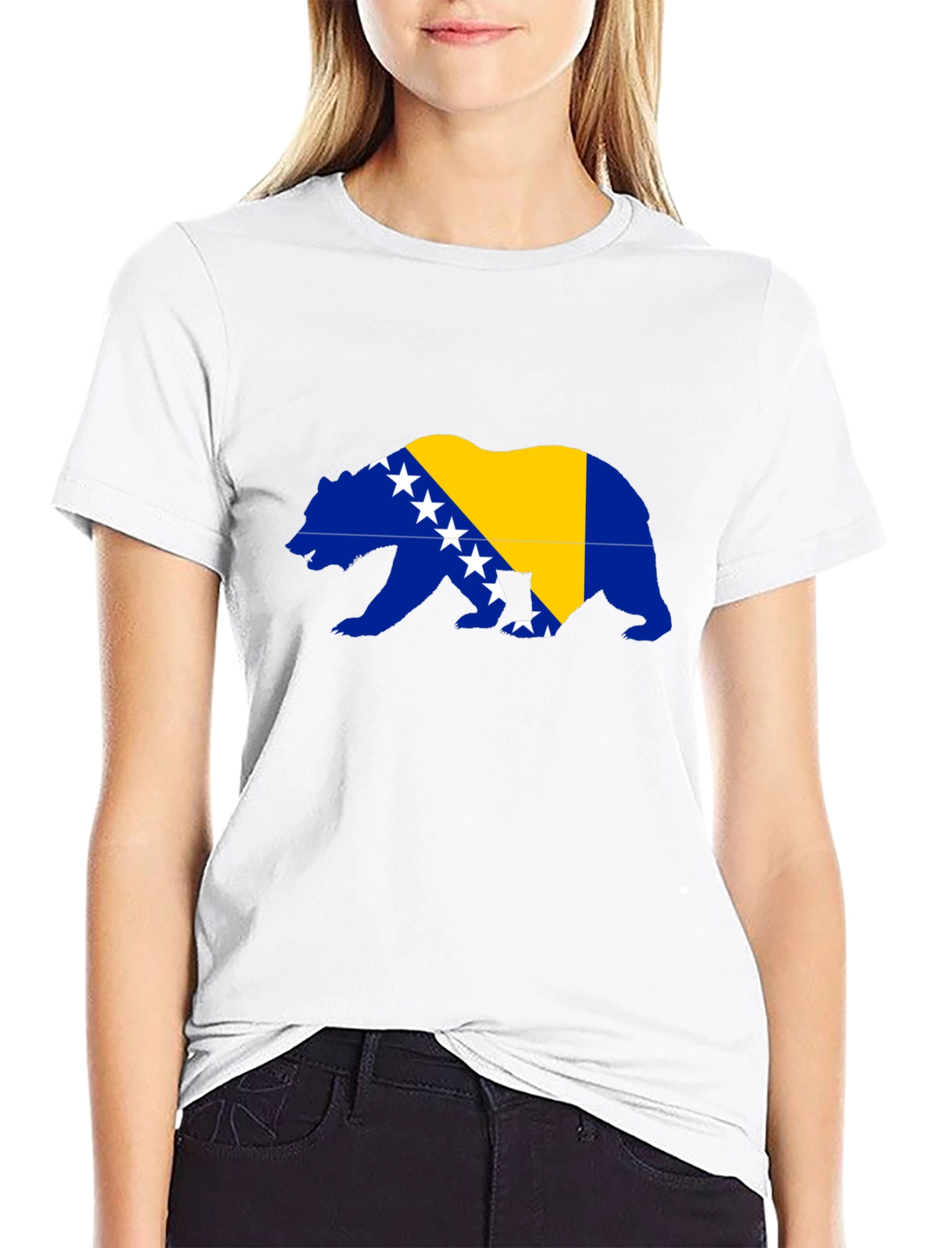 Bosnia Bear Flag Graphic Tee - Mens Black T-Shirt