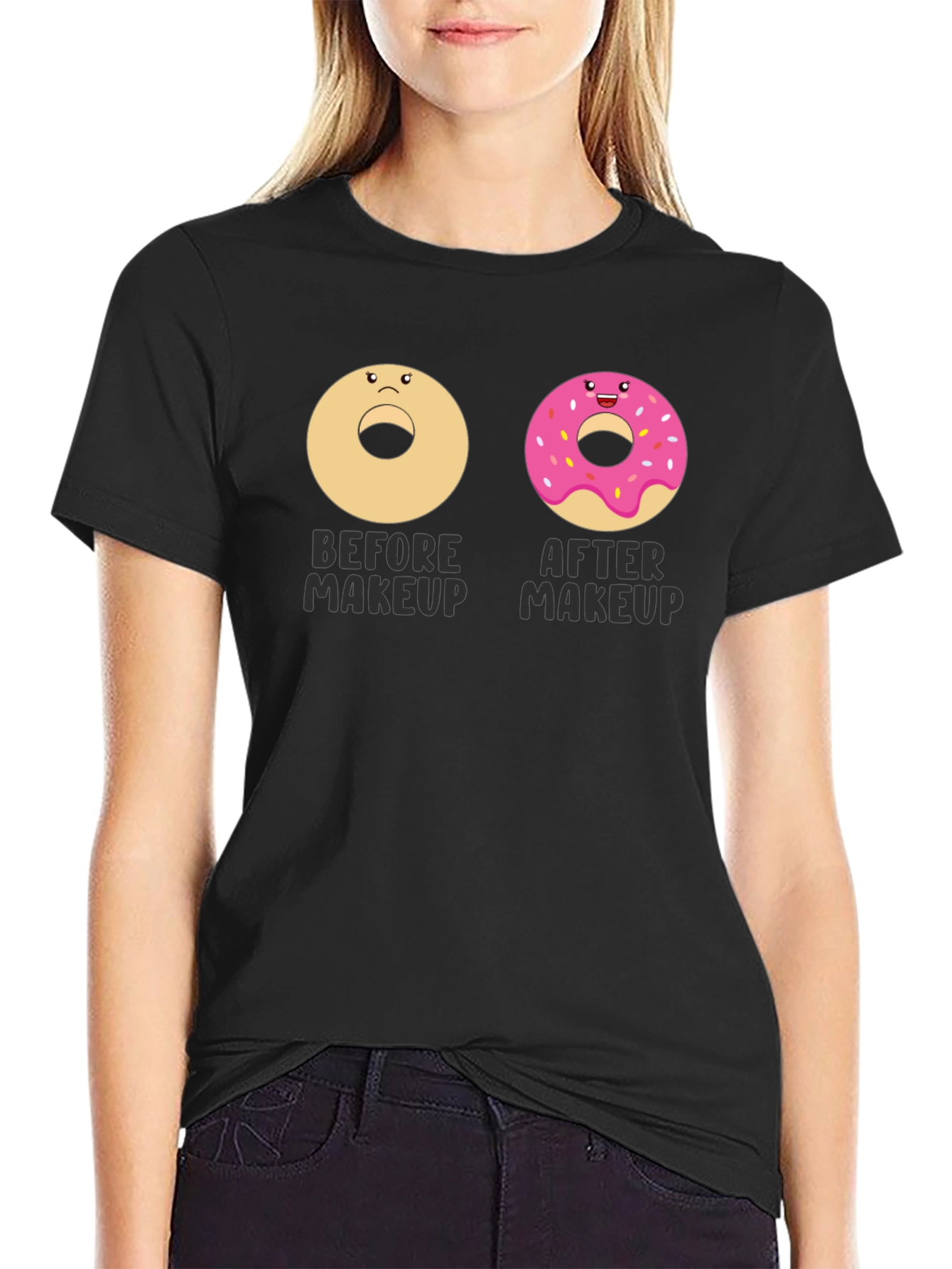 Donut Makeup Funny T-Shirt Graphic Tee