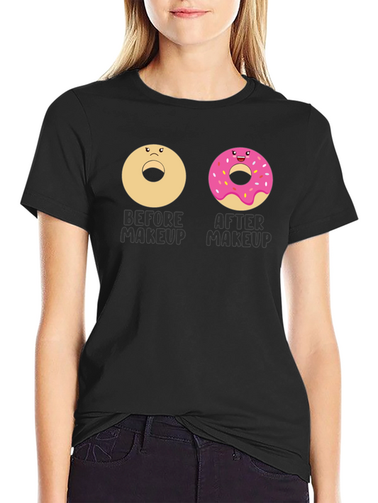 Donut Makeup Funny T-Shirt Graphic Tee