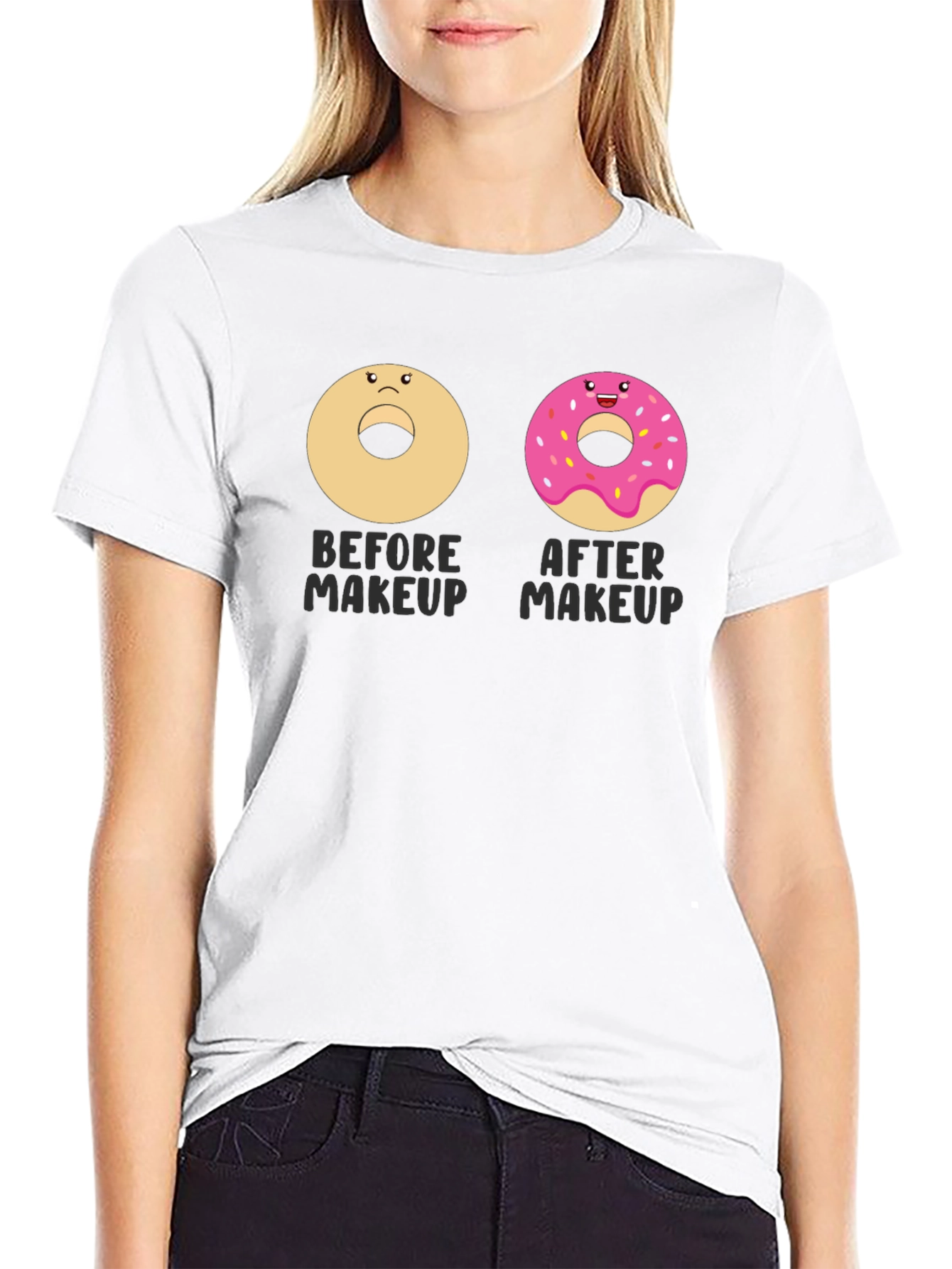 Donut Makeup Funny T-Shirt Graphic Tee
