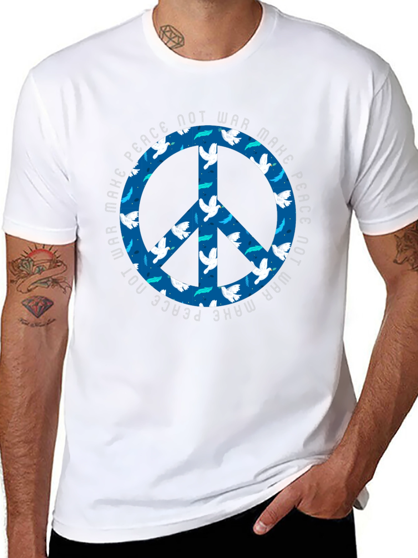 Make Peace Not War Dove Peace Sign T-Shirt