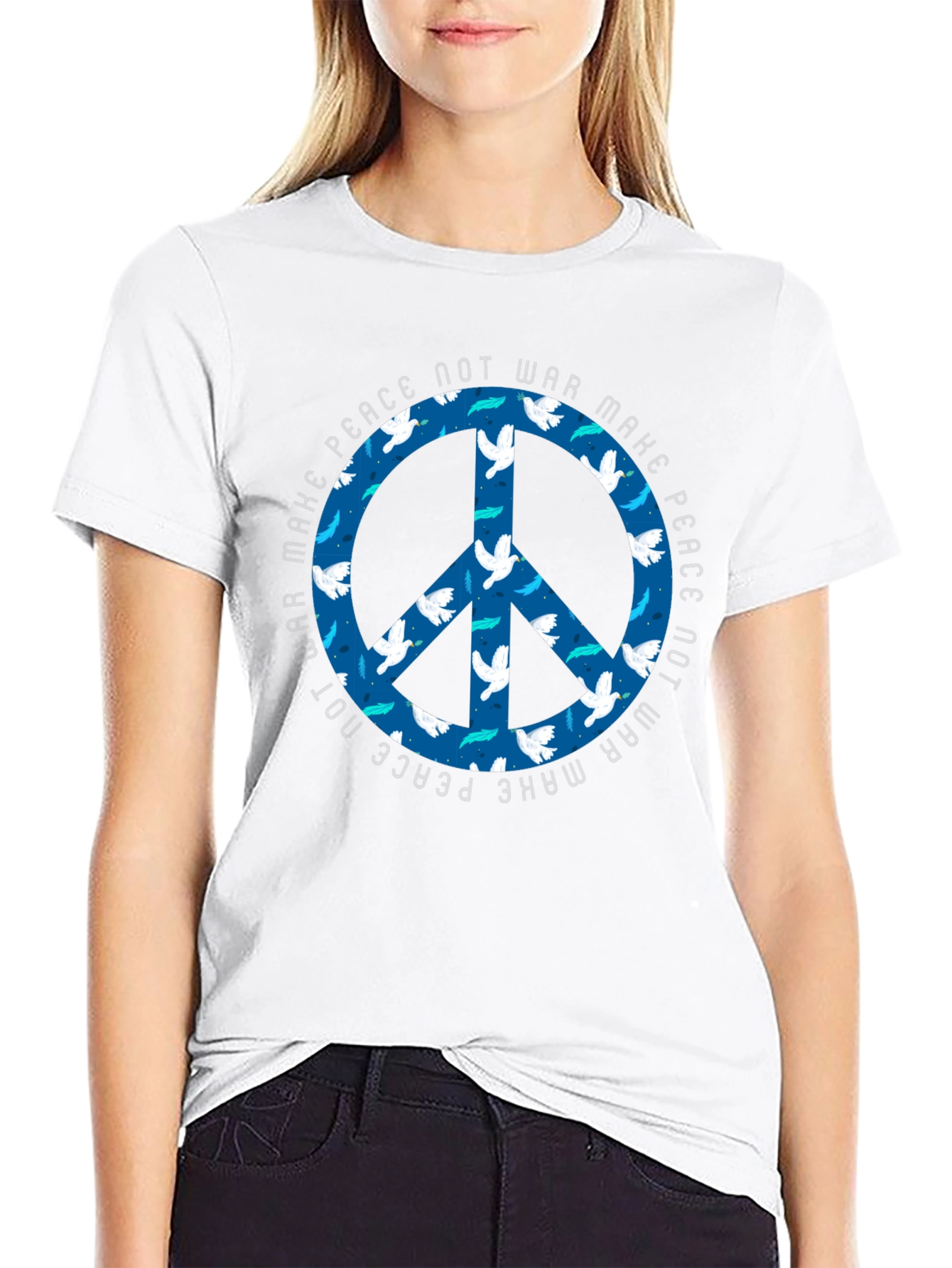 Make Peace Not War Dove Peace Sign T-Shirt