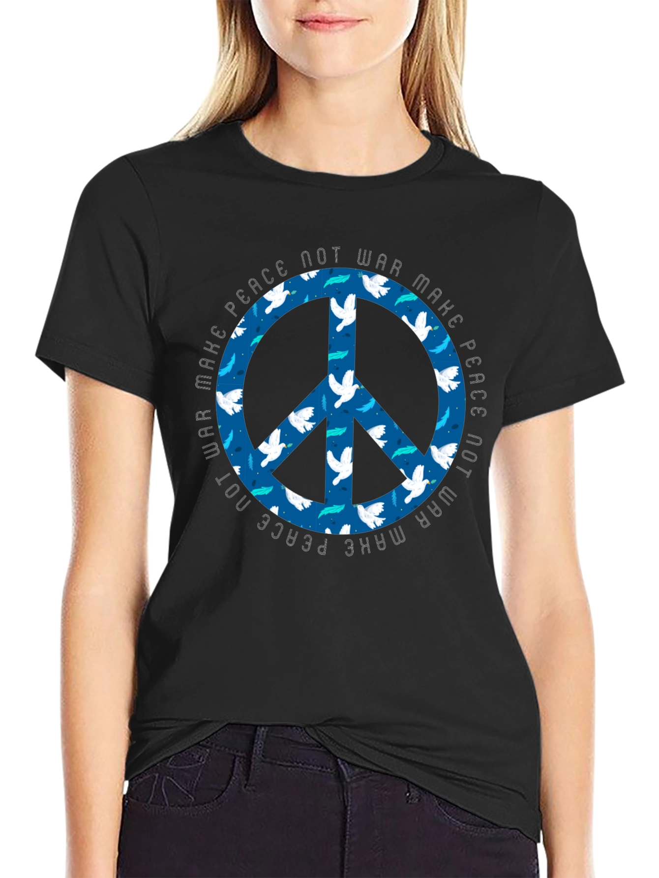 Make Peace Not War Dove Peace Sign T-Shirt