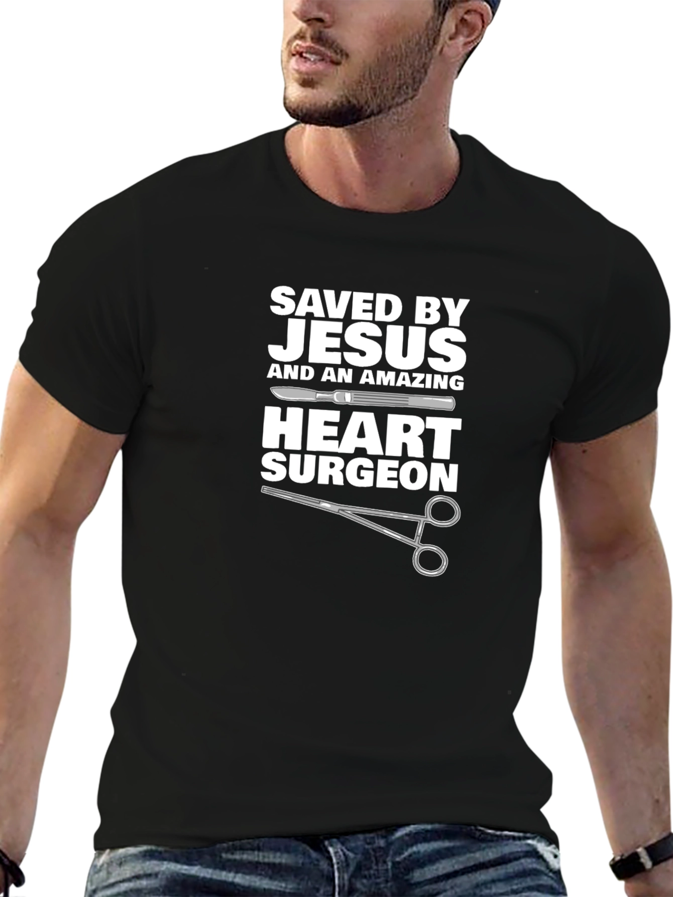 Saved by Jesus Heart Surgeon Graphic T-Shirt