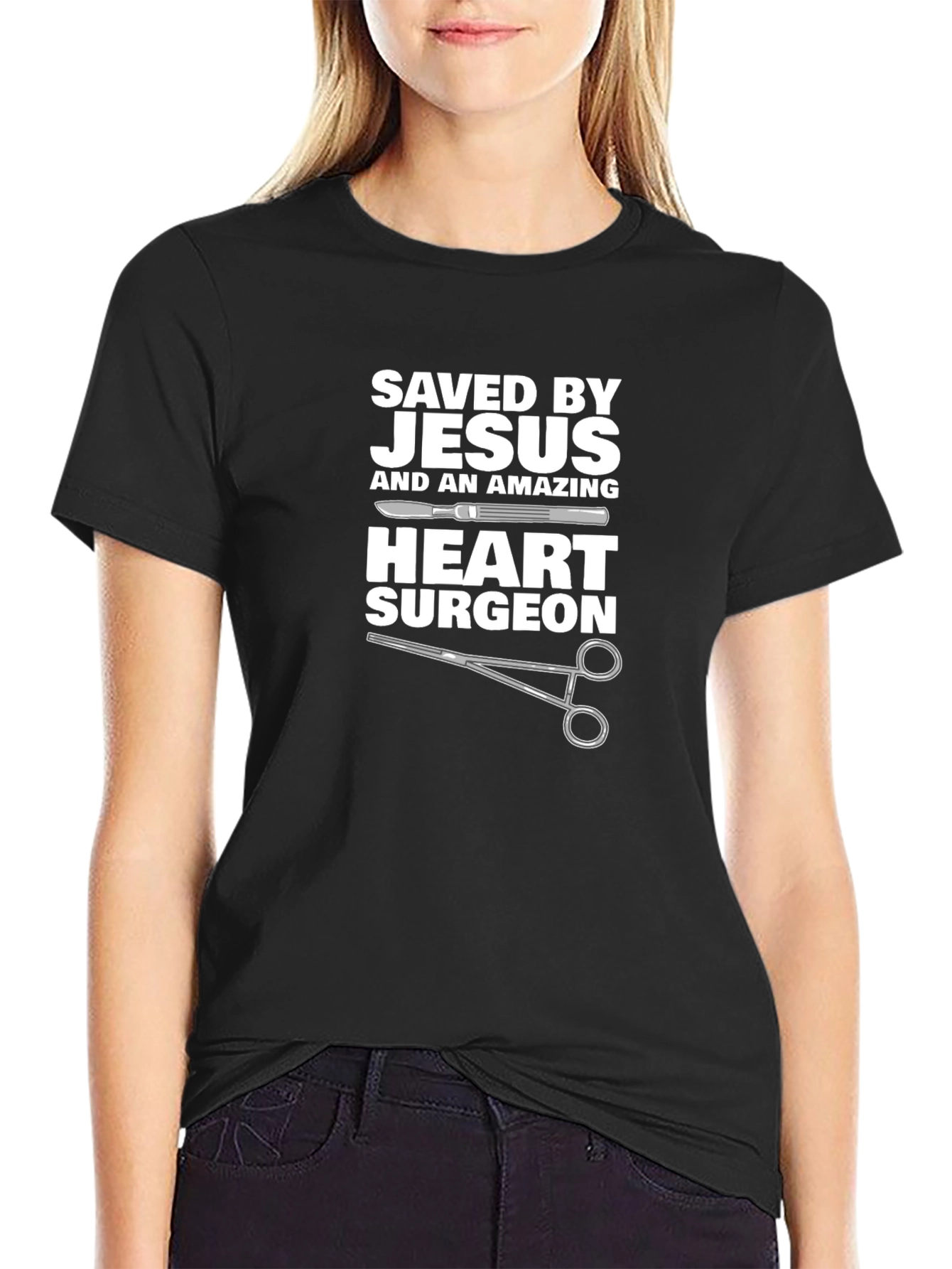 Saved by Jesus Heart Surgeon Graphic T-Shirt