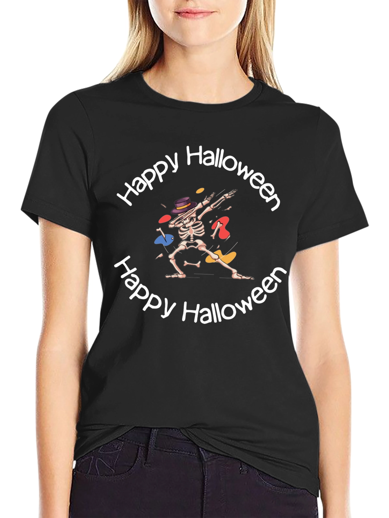 Happy Halloween Skeleton Dab T-Shirt