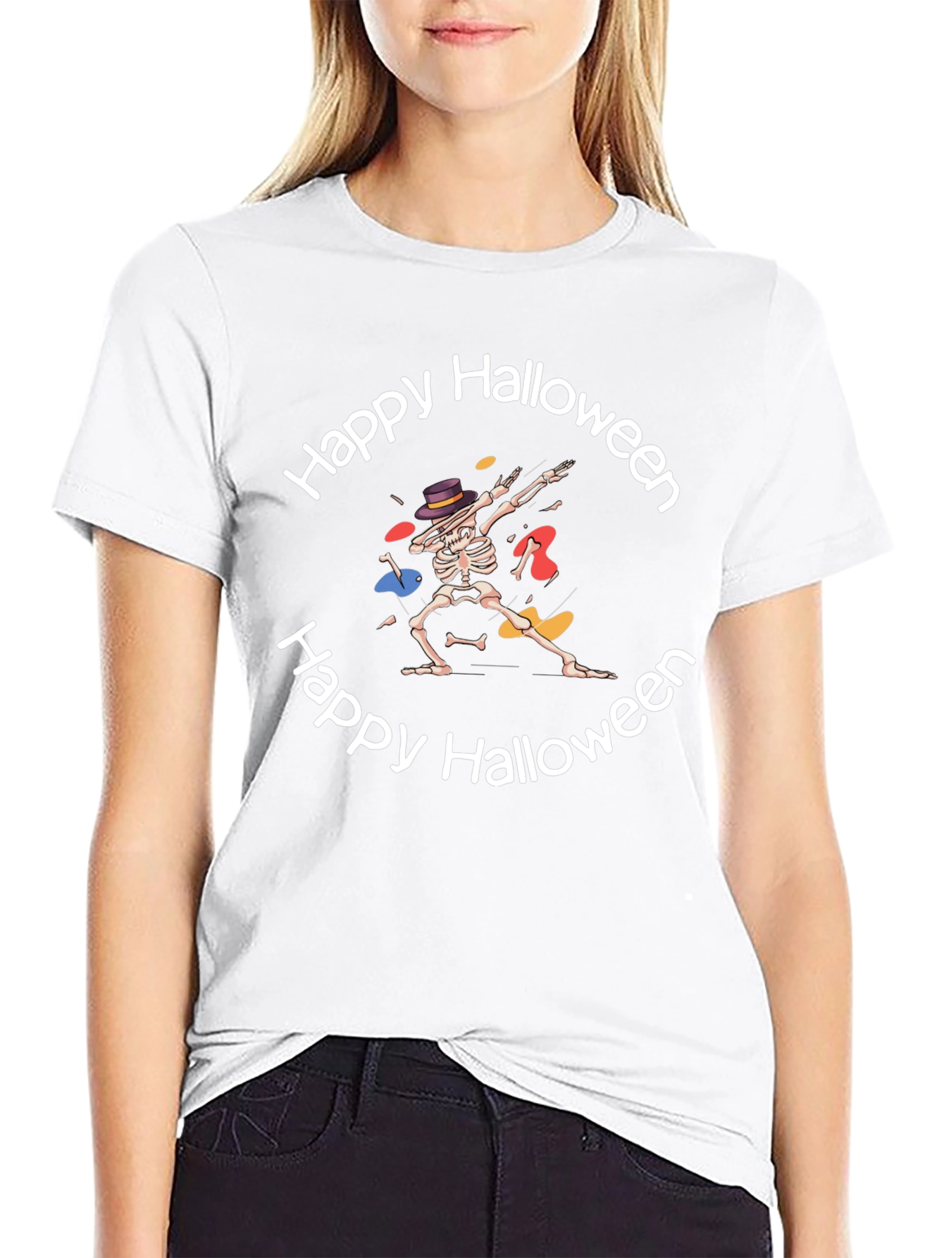 Happy Halloween Skeleton Dab T-Shirt