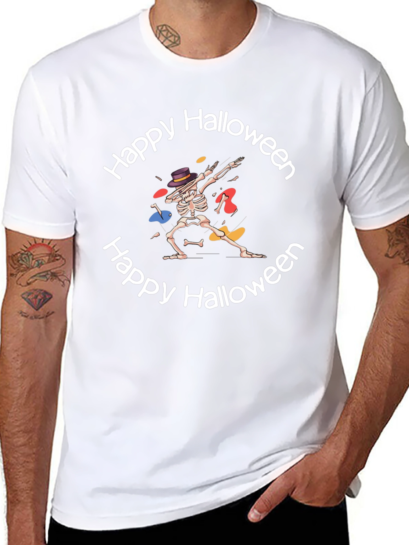 Happy Halloween Skeleton Dab T-Shirt