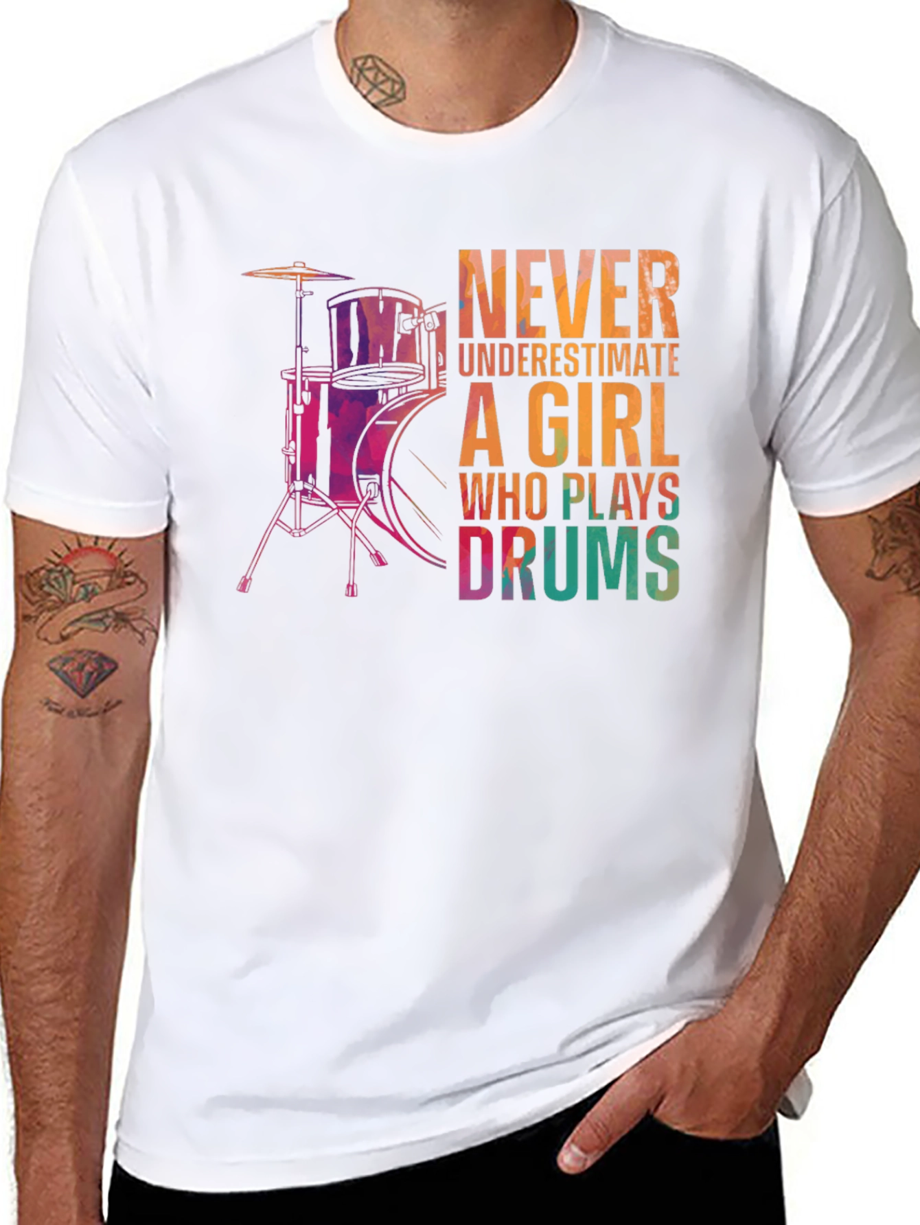 Girl Drummer Graphic Tee - Music Lover T-Shirt