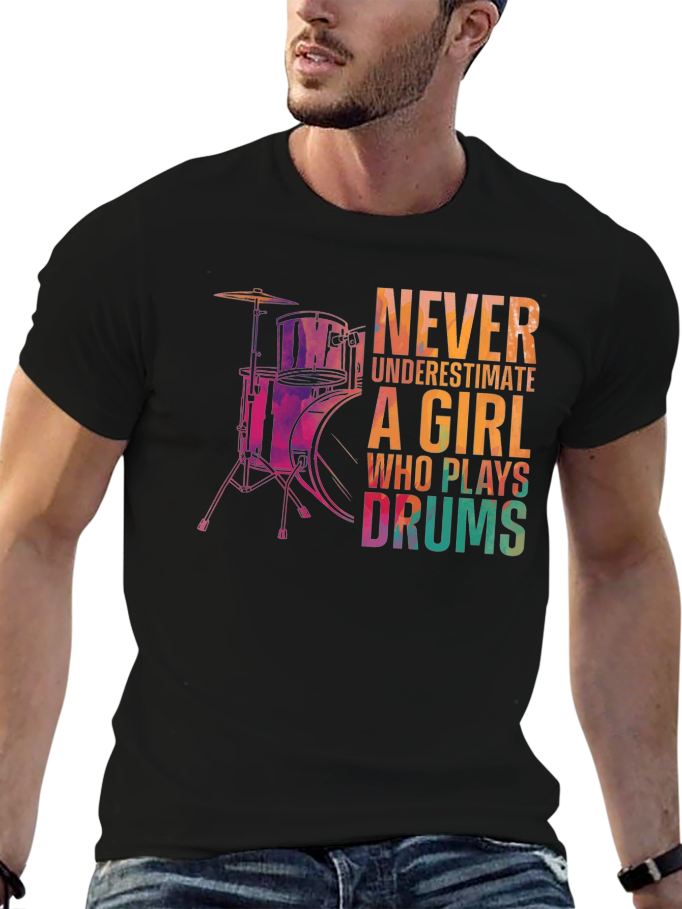 Girl Drummer Graphic Tee - Music Lover T-Shirt