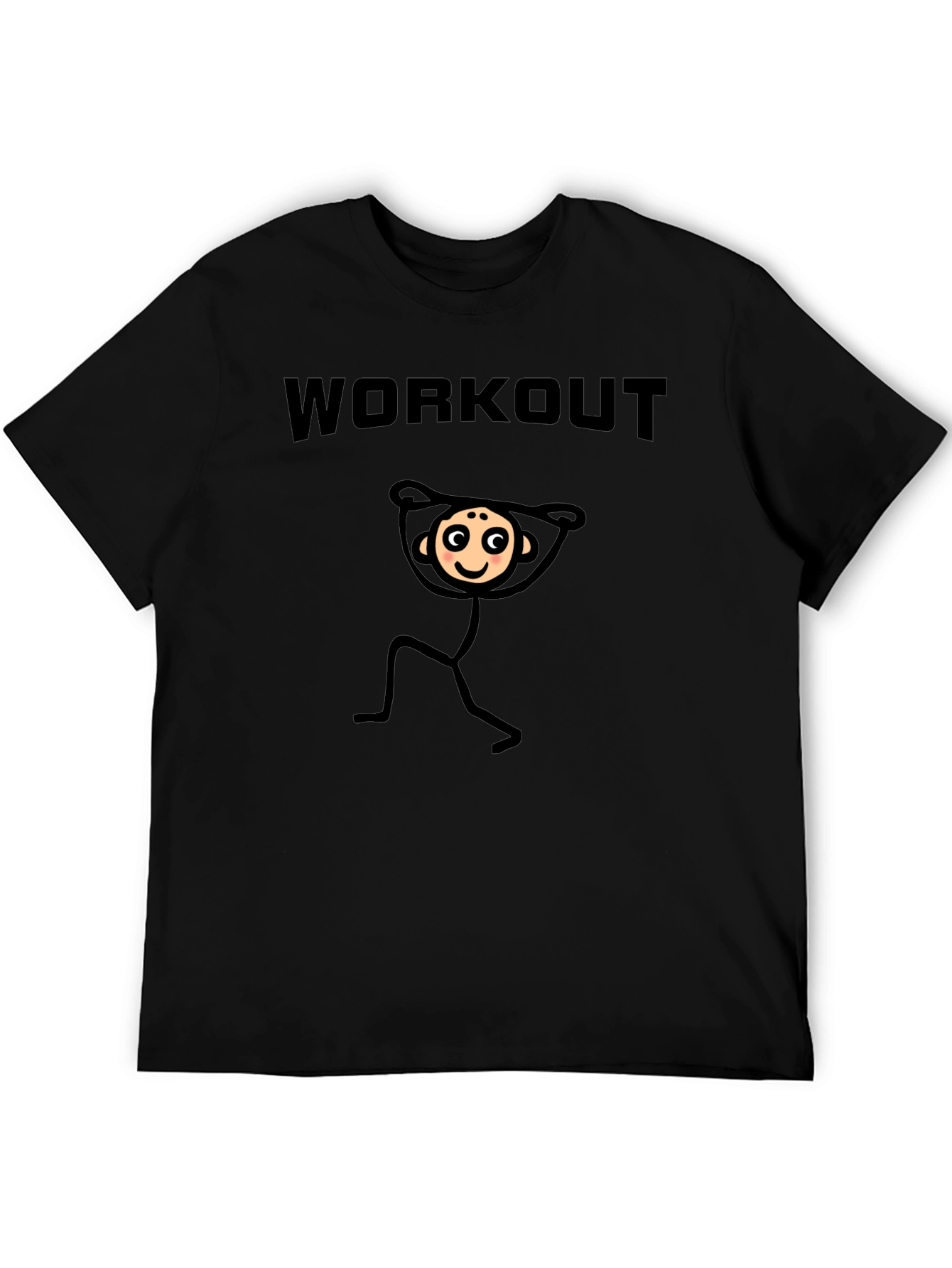 Workout Stick Figure Graphic T-Shirt - Black