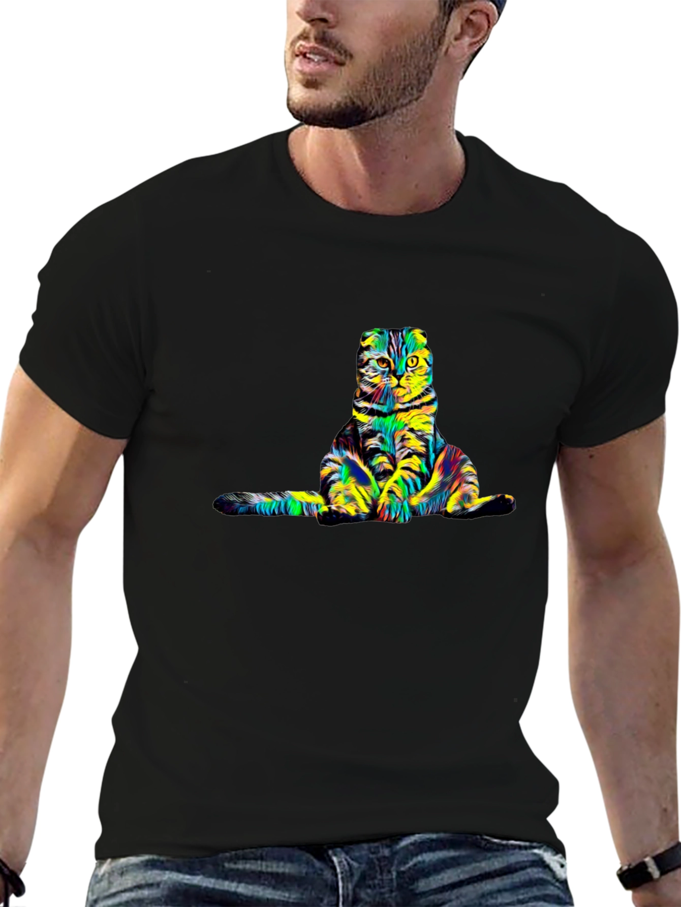 Colorful Cat Graphic Tee