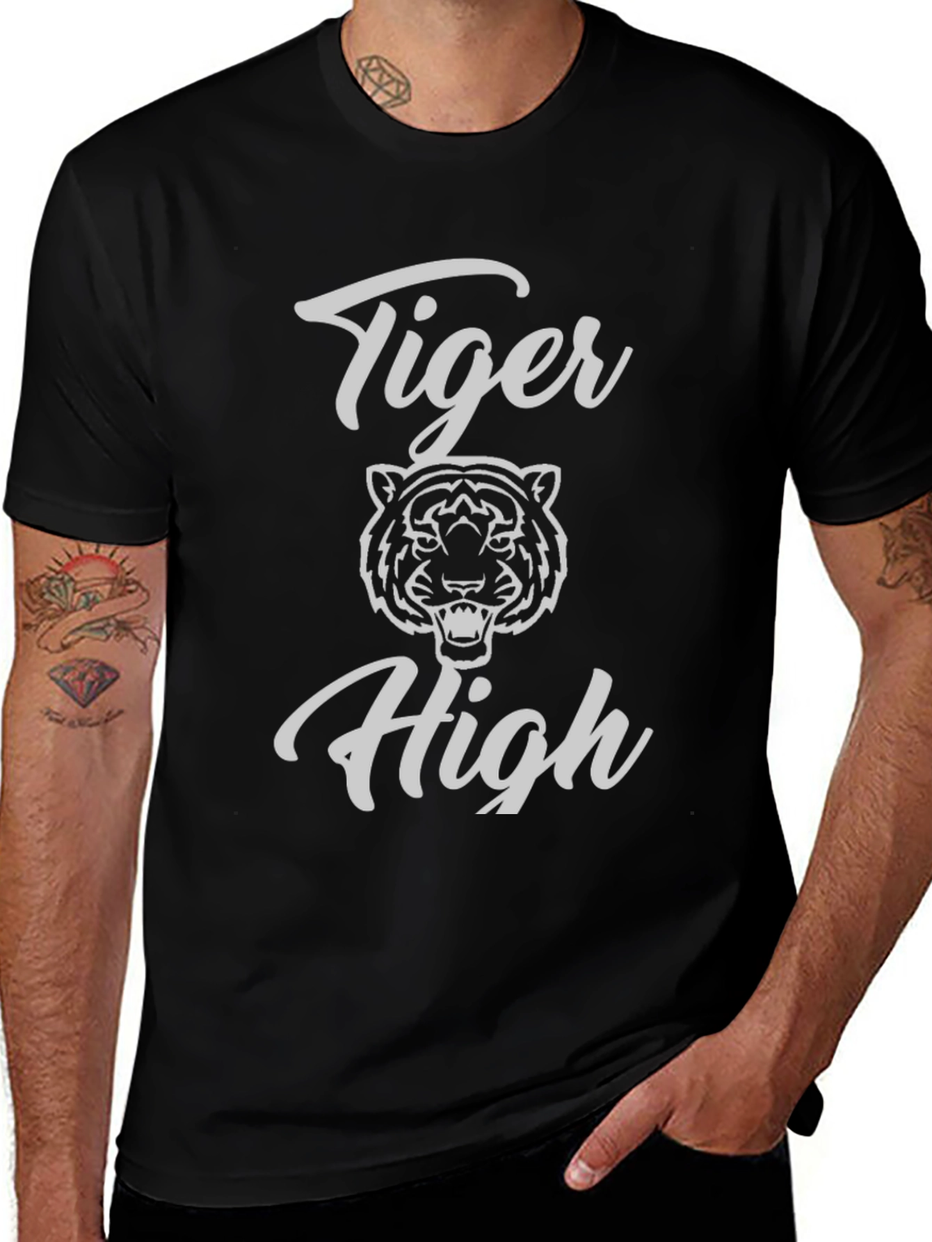 Tiger High T-Shirt - Black Graphic Tee