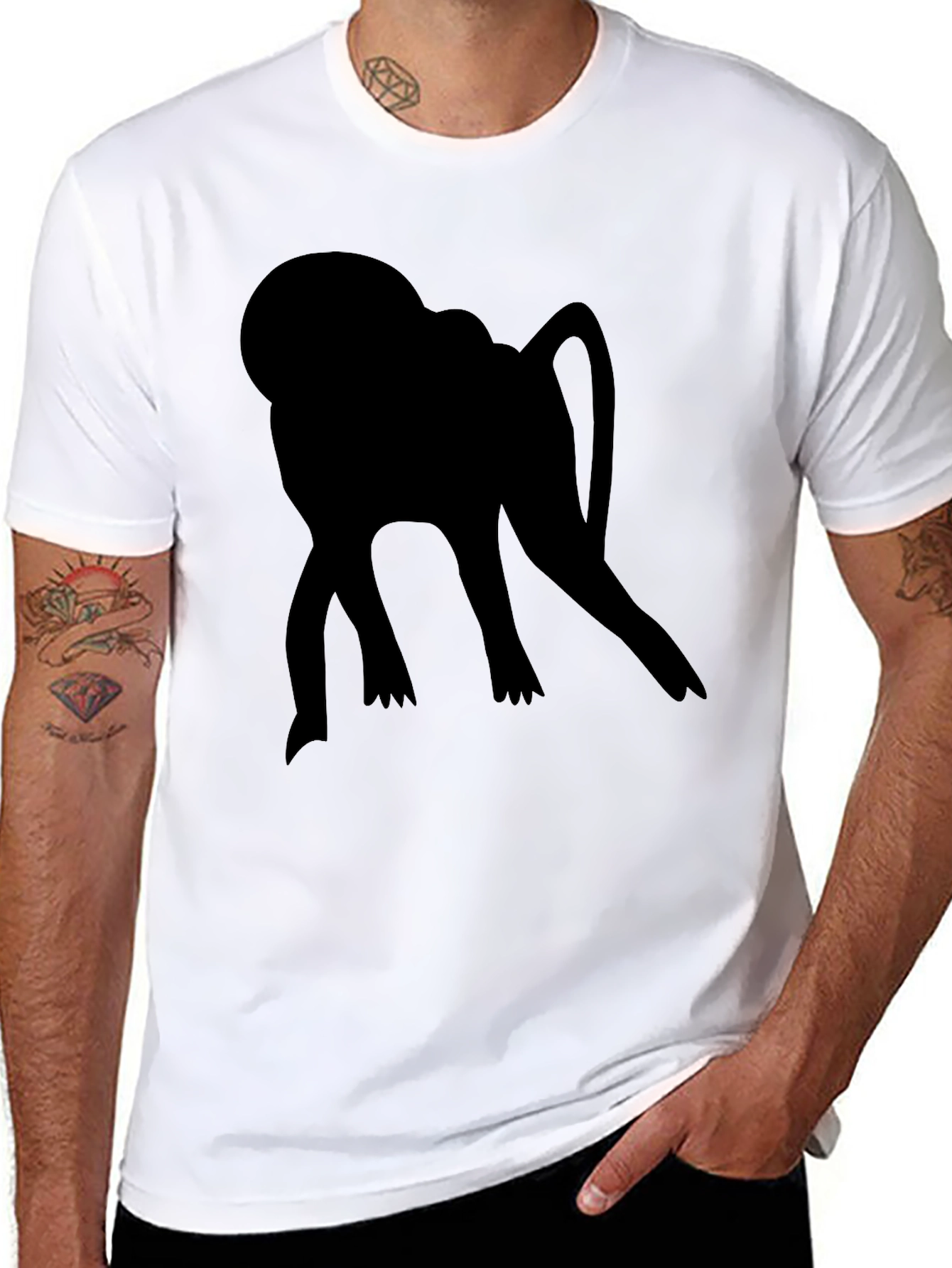 Silhouette Ape T-Shirt - Bold Black Graphic Tee