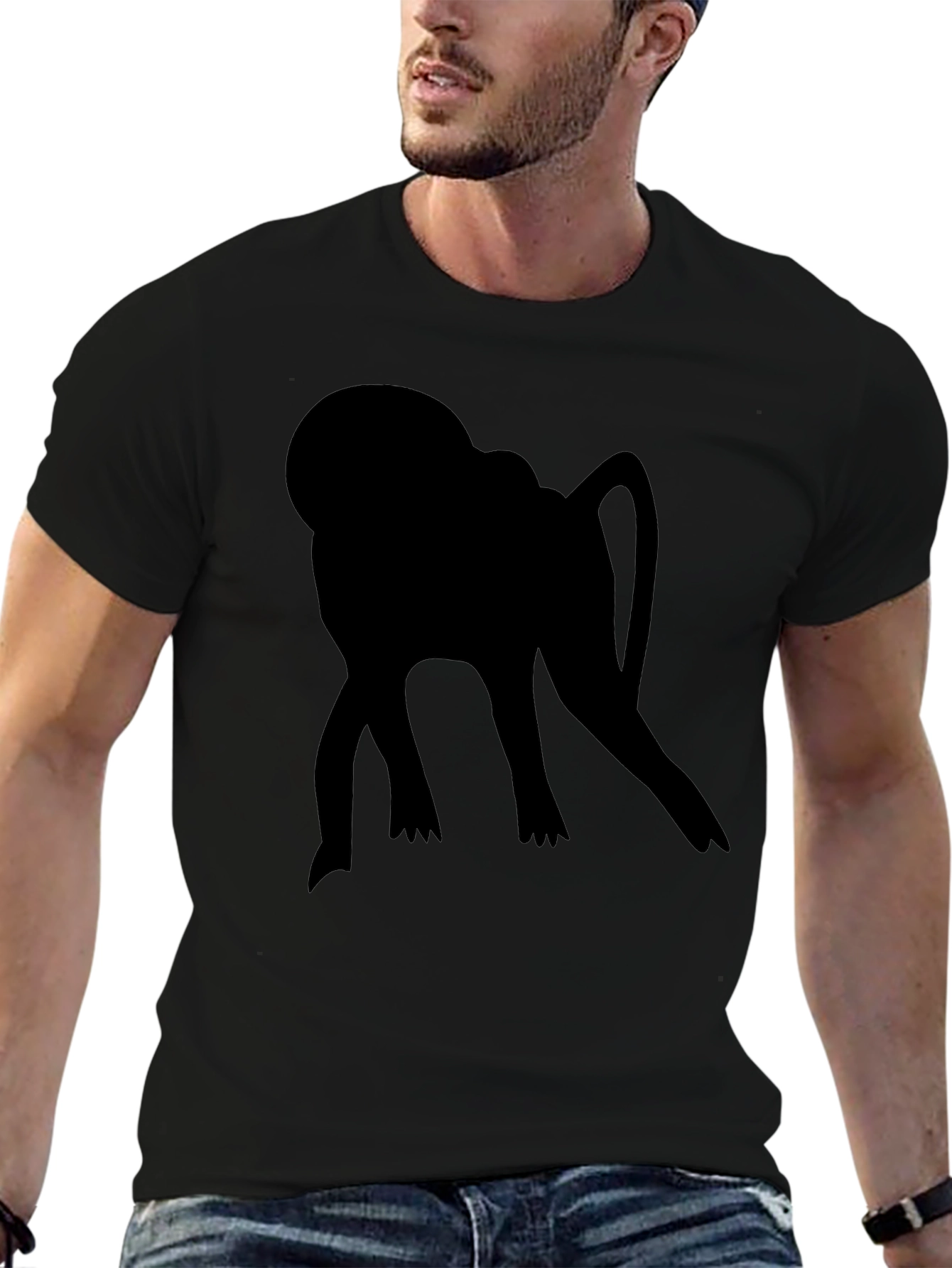Silhouette Ape T-Shirt - Bold Black Graphic Tee