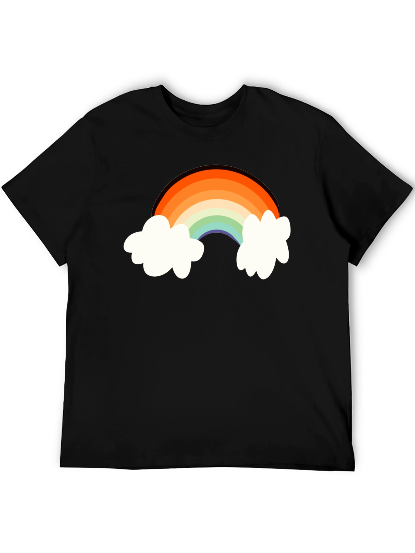 Rainbow Cloud Graphic Tee - Black Cotton Comfort