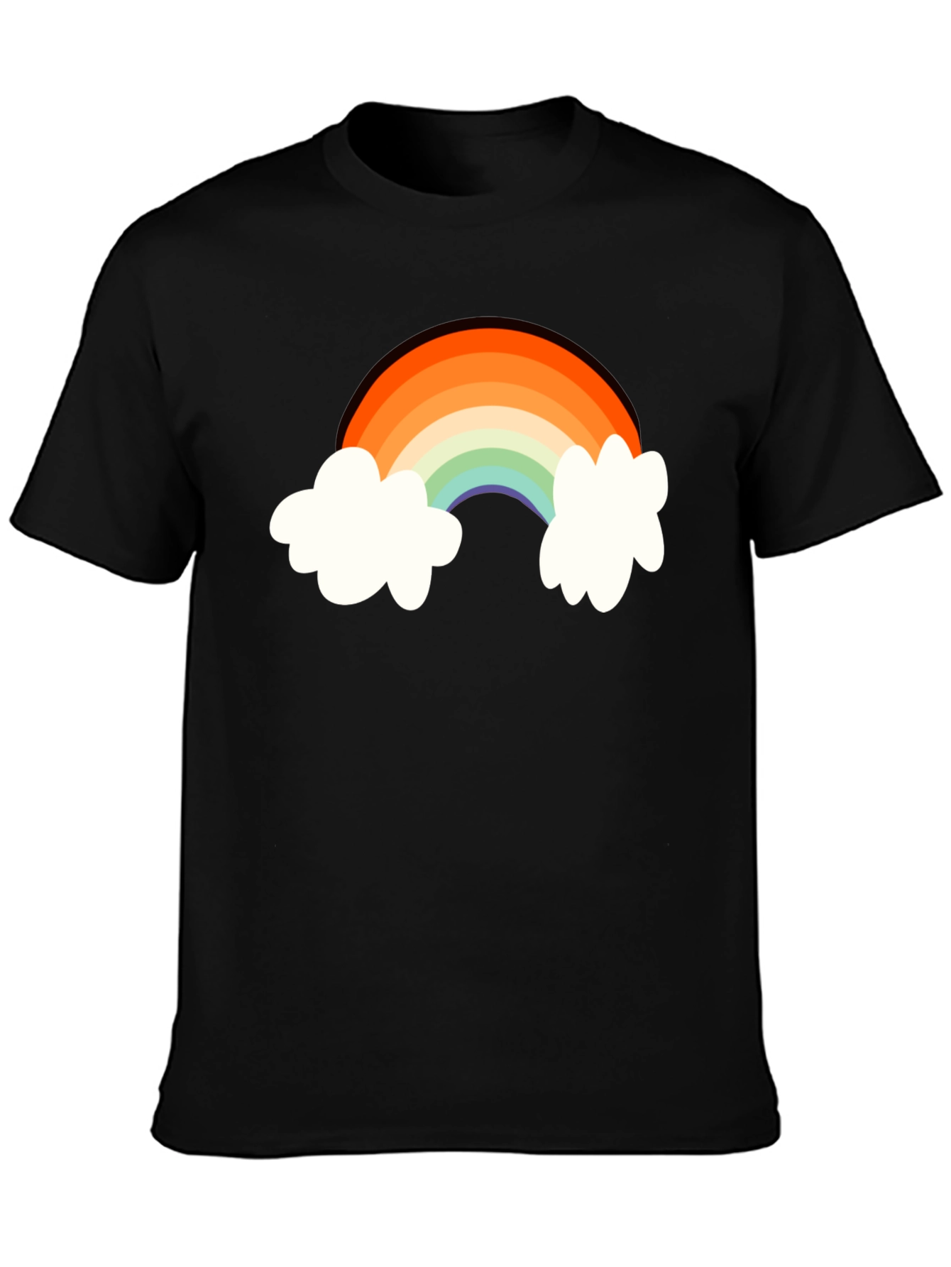 Rainbow Cloud Graphic Tee - Black Cotton Comfort
