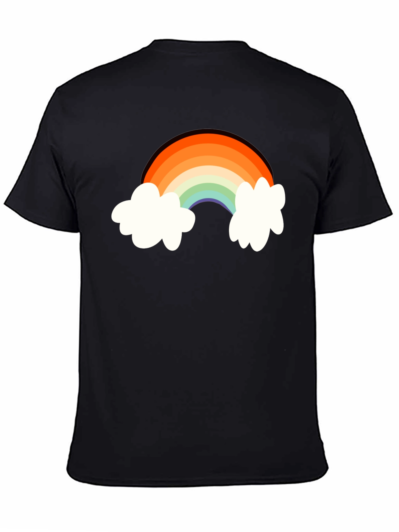Rainbow Cloud Graphic Tee - Black Cotton Comfort