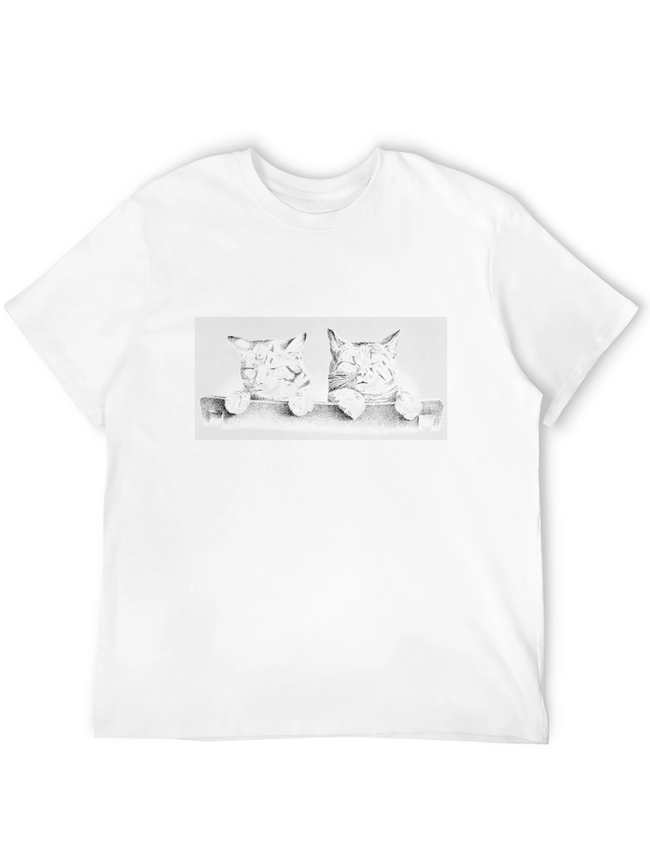 Mens Black Graphic Tee - Cat Design