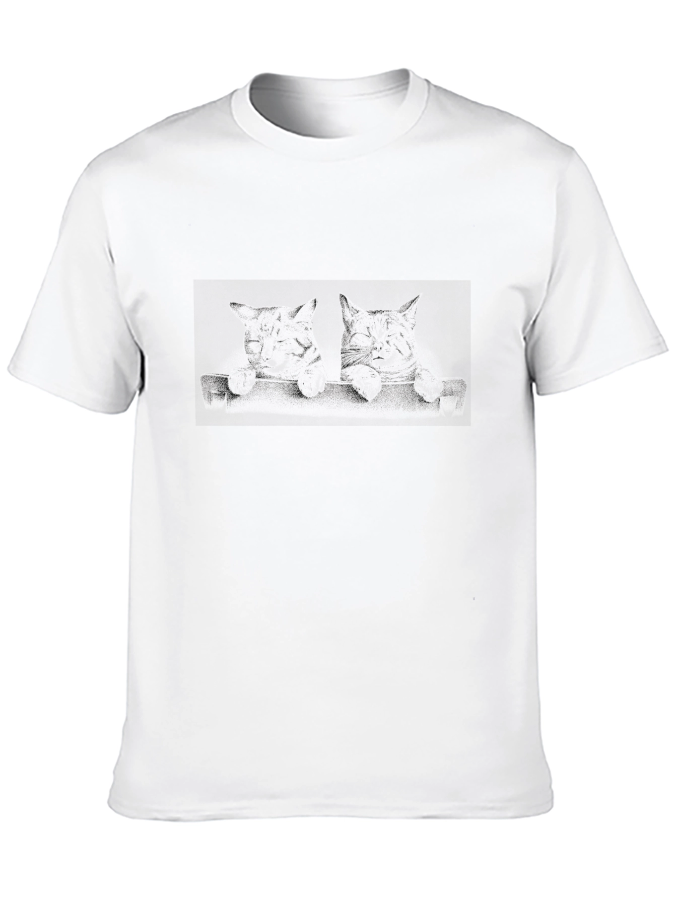 Mens Black Graphic Tee - Cat Design