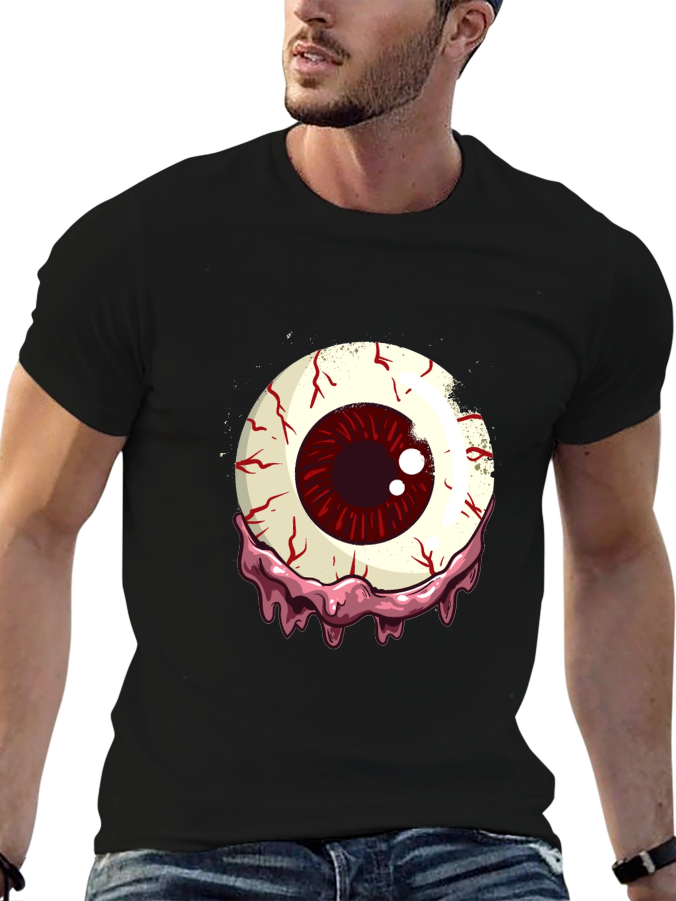 Bloody Eyeball Graphic T-Shirt - Horror Style