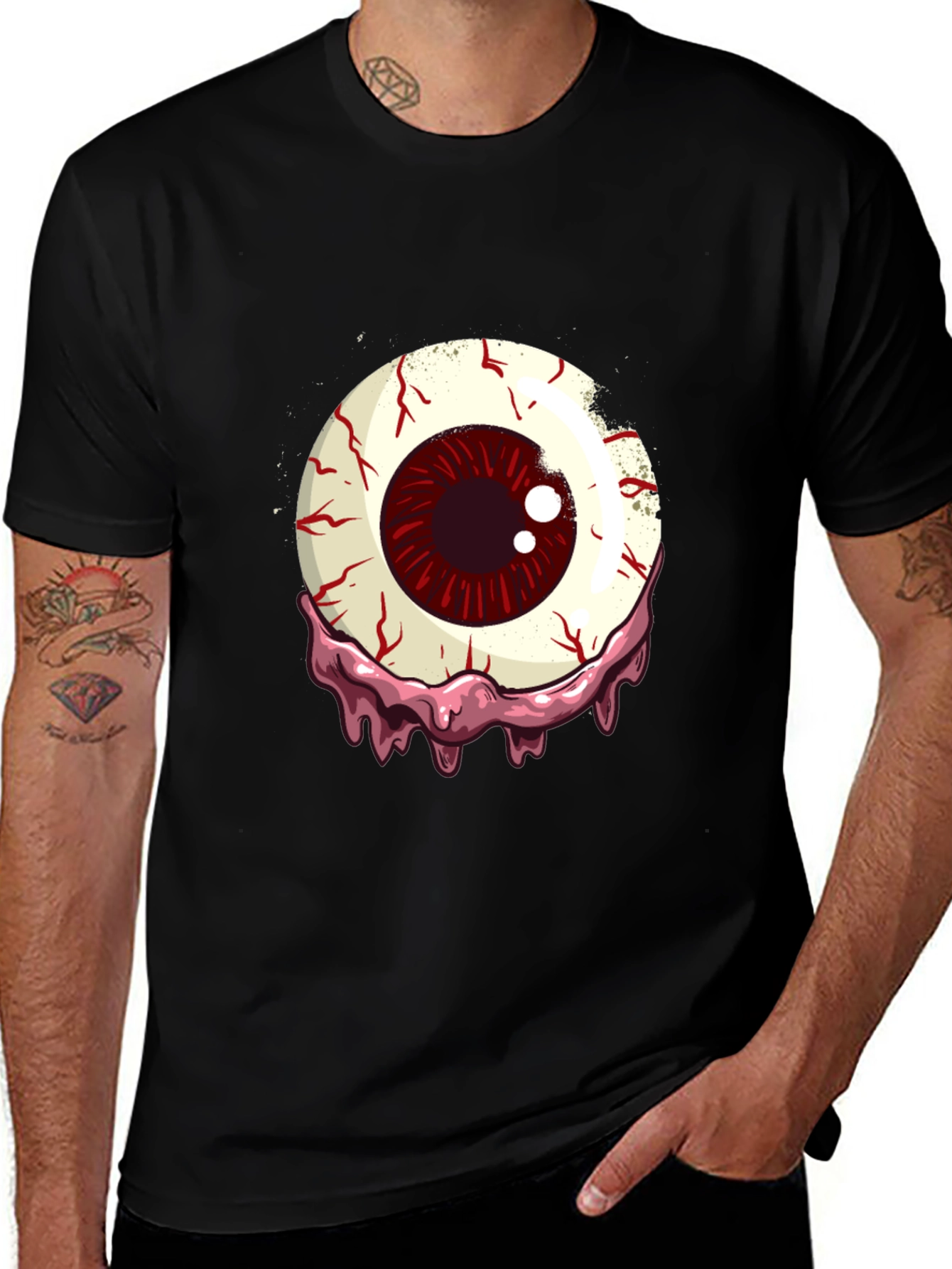 Bloody Eyeball Graphic T-Shirt - Horror Style