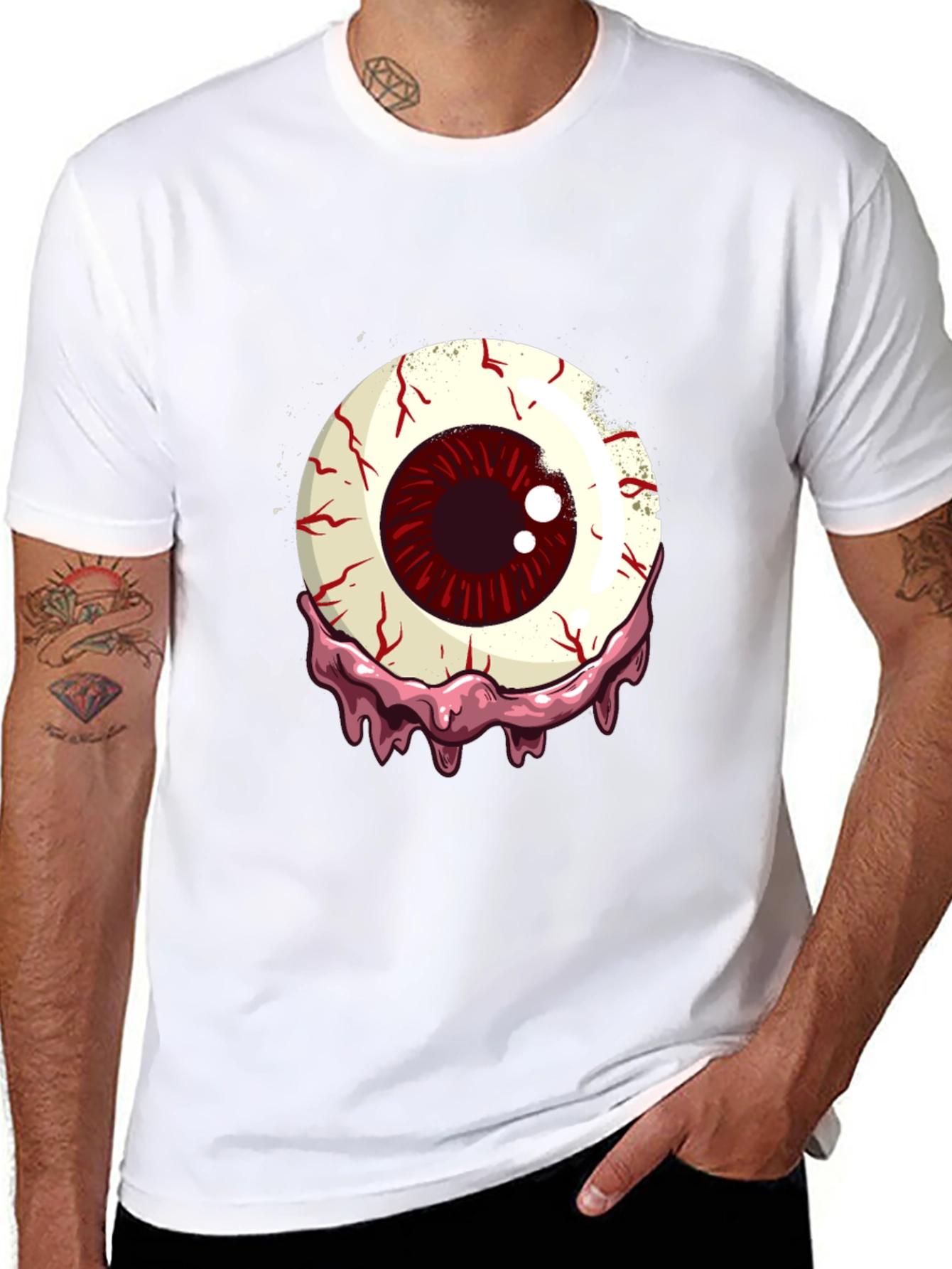 Bloody Eyeball Graphic T-Shirt - Horror Style