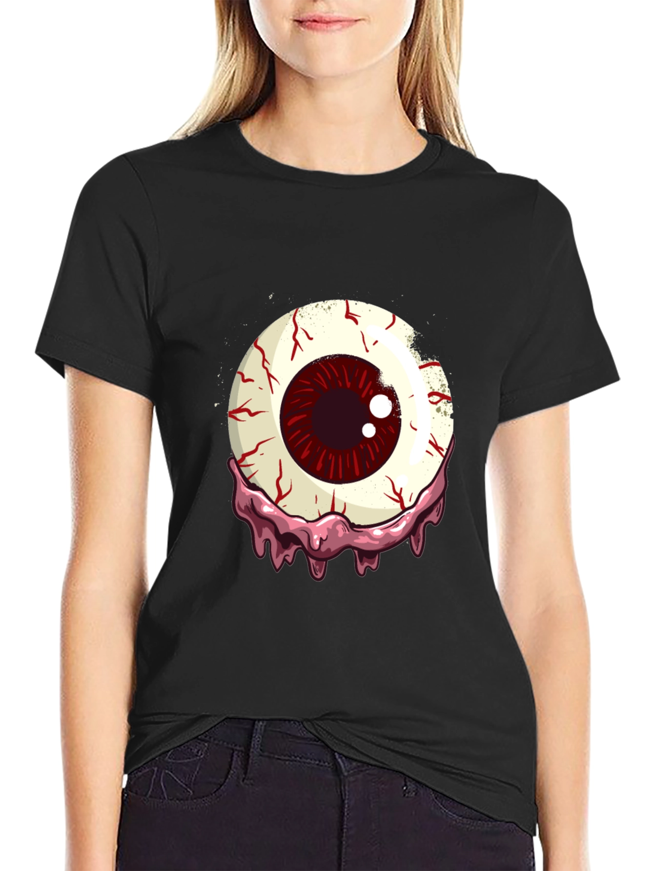 Bloody Eyeball Graphic T-Shirt - Horror Style