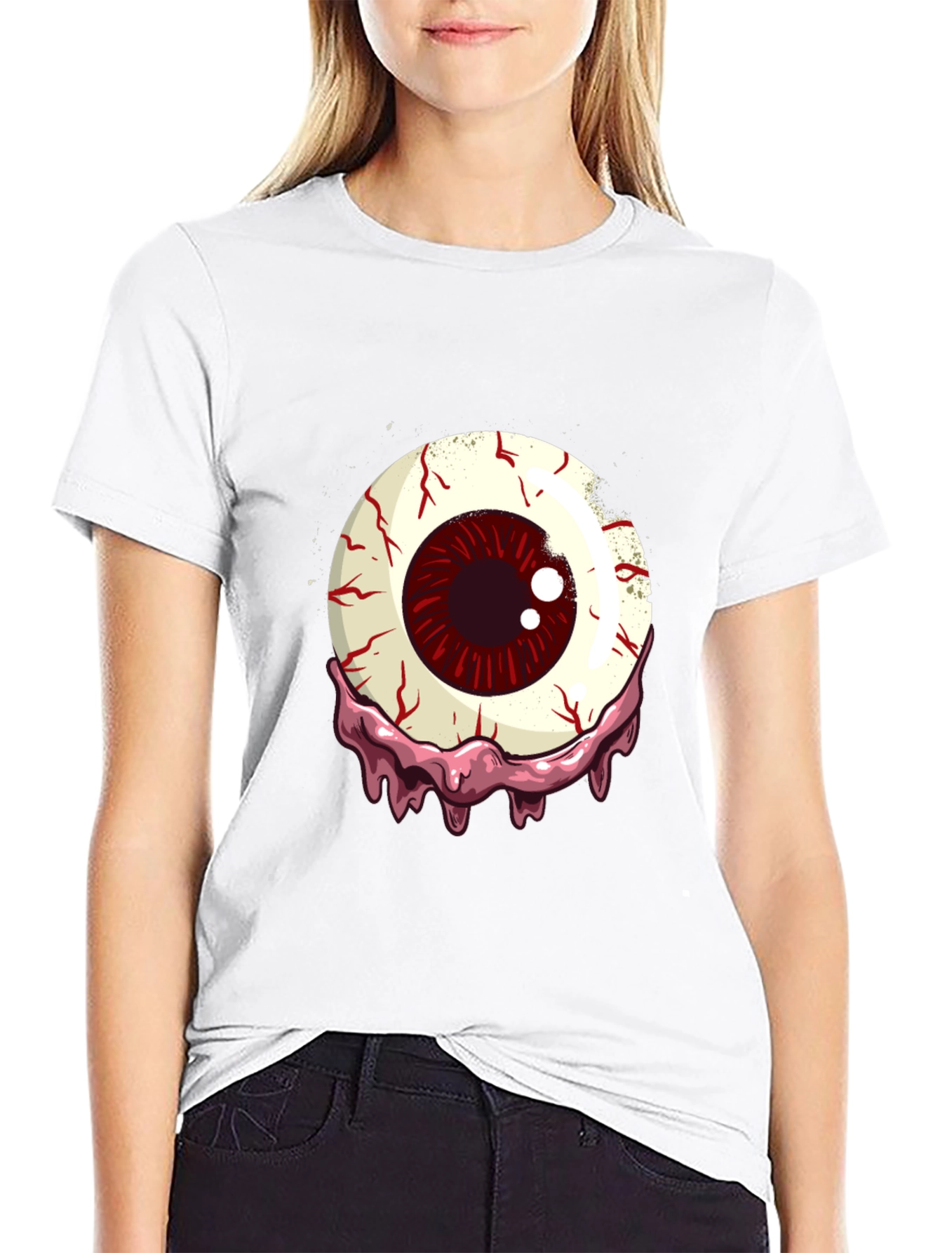 Bloody Eyeball Graphic T-Shirt - Horror Style