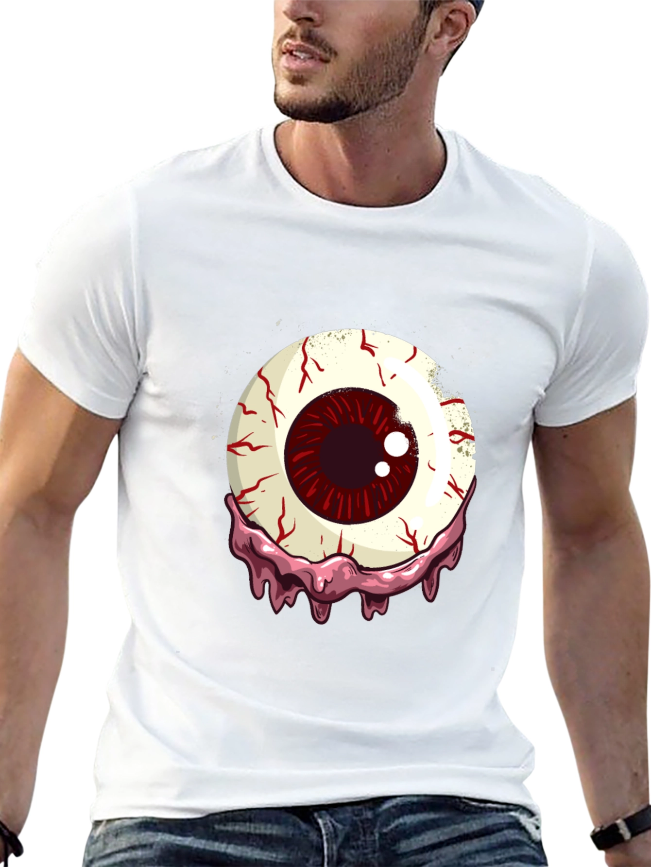 Bloody Eyeball Graphic T-Shirt - Horror Style