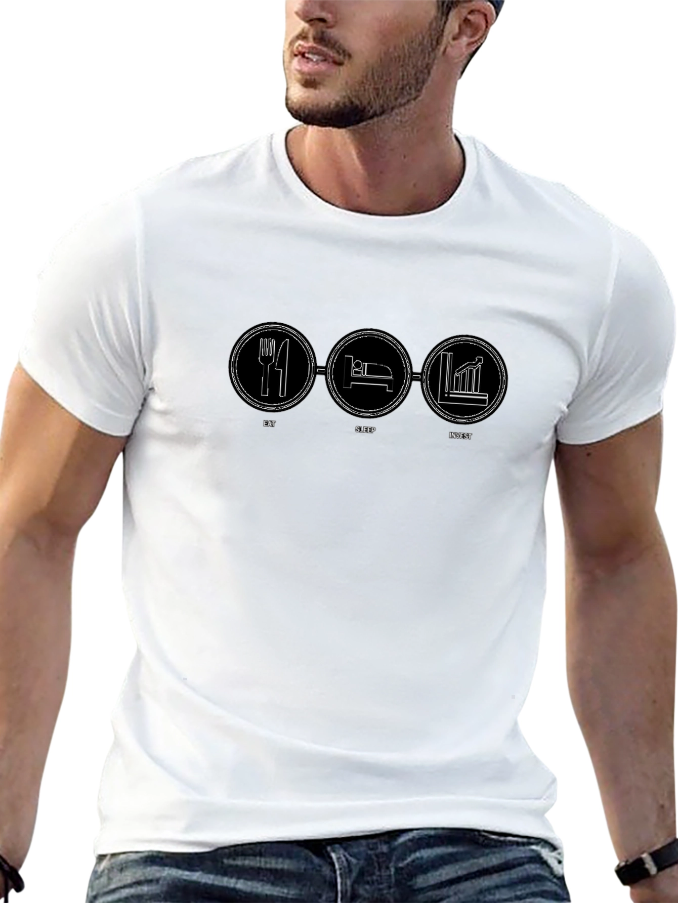 Eat Sleep Invest Black Graphic Tee