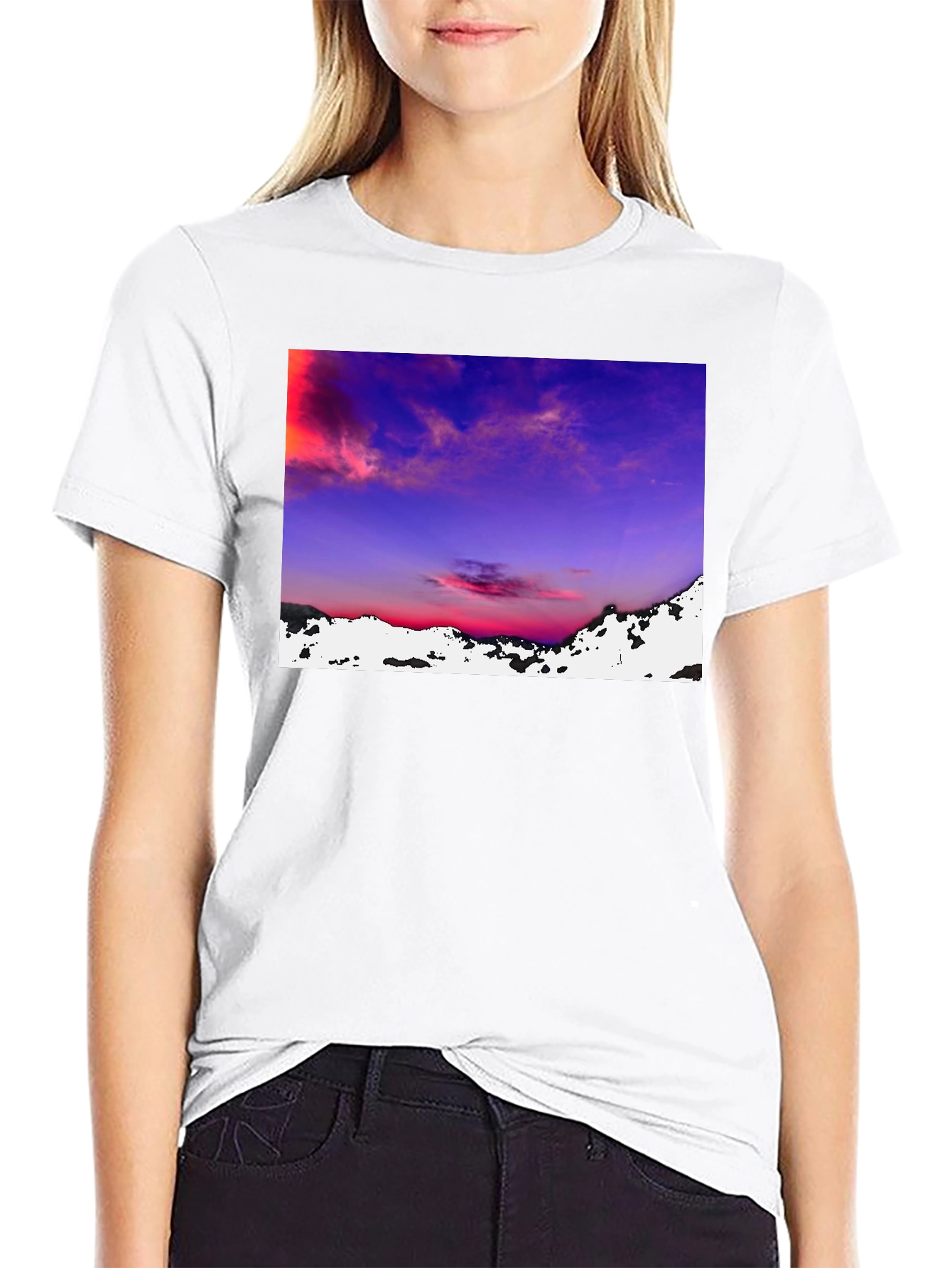 Sunset Landscape Graphic Tee - Black