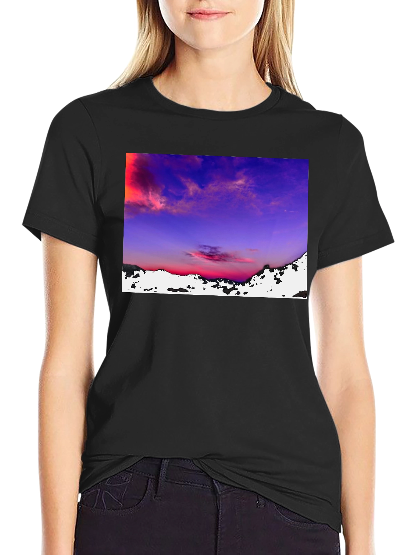Sunset Landscape Graphic Tee - Black
