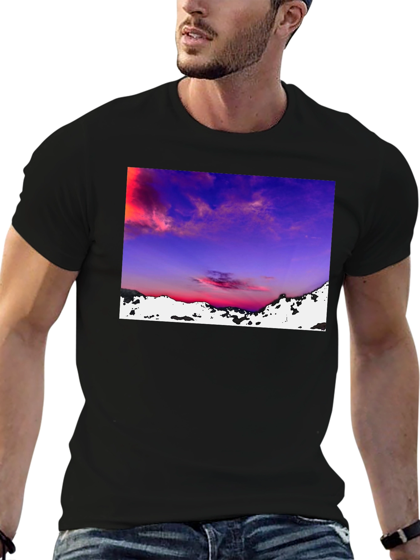 Sunset Landscape Graphic Tee - Black
