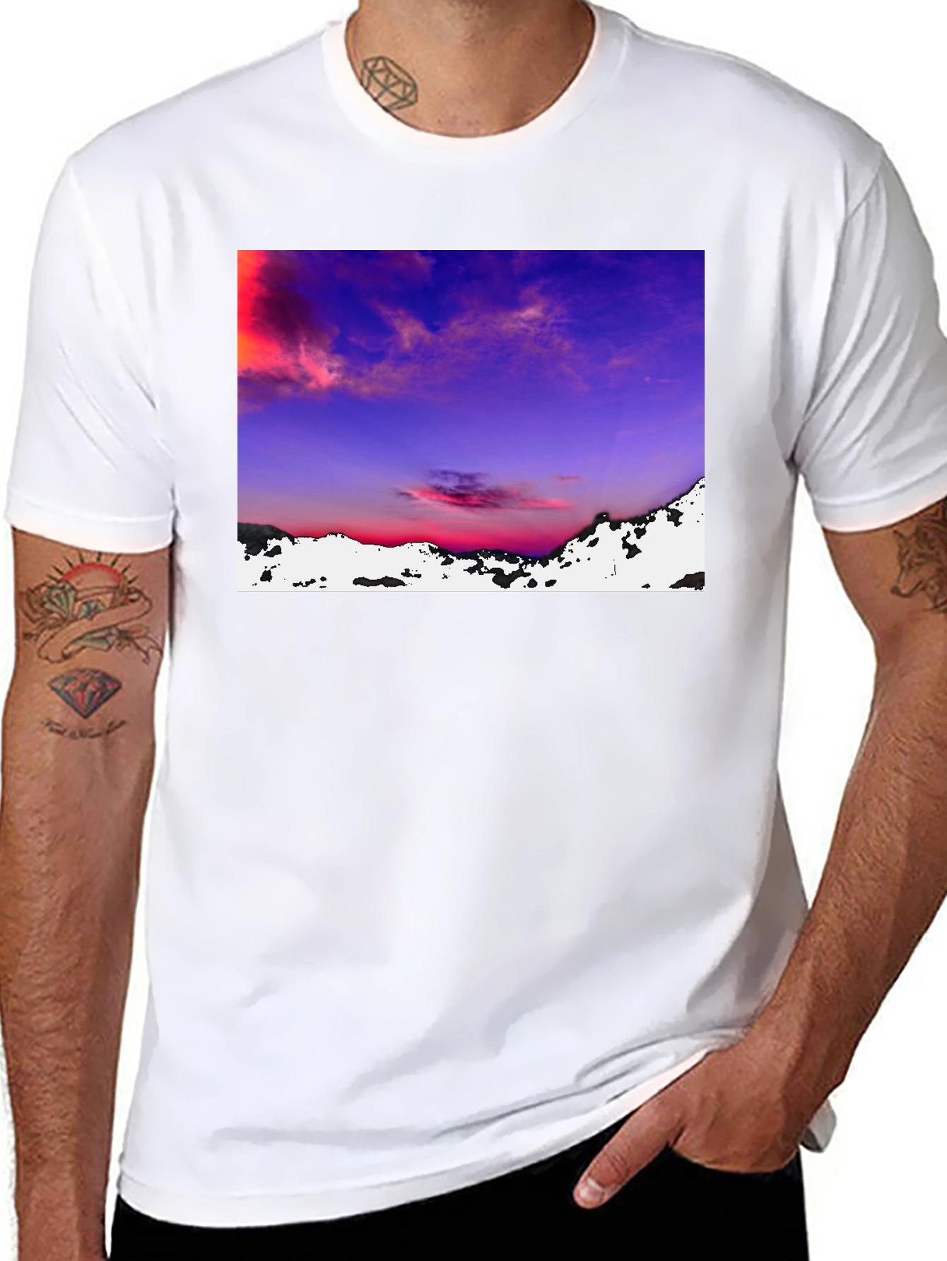Sunset Landscape Graphic Tee - Black