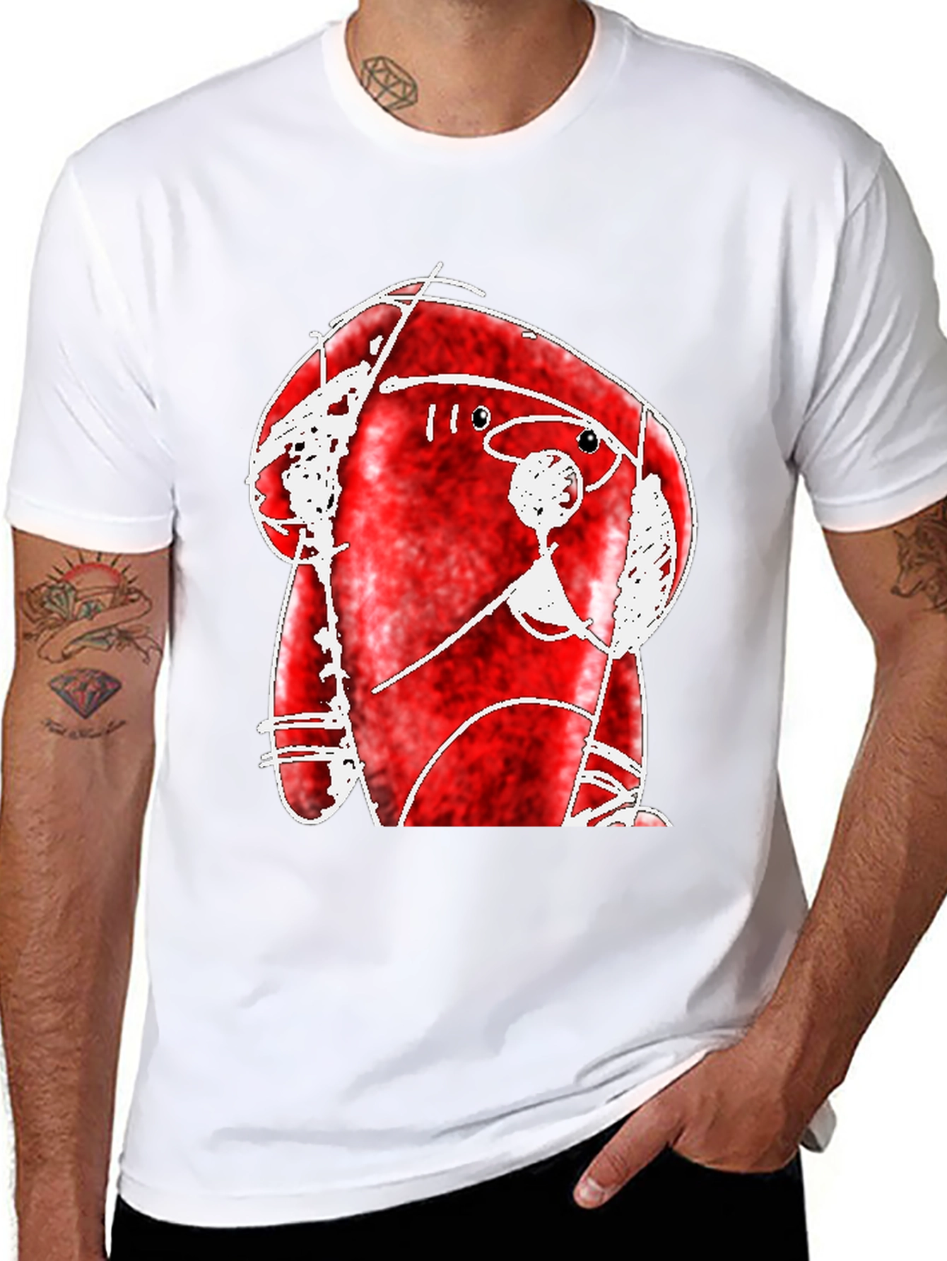 Abstract Red Creature Black T-Shirt