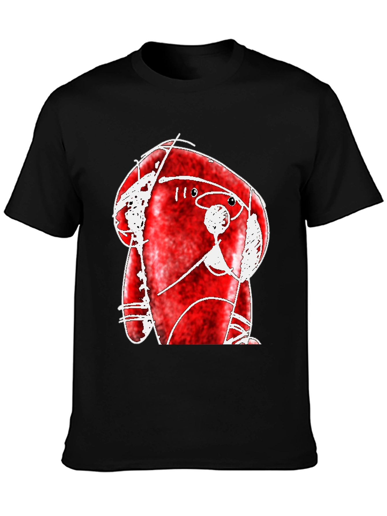 Abstract Red Creature Black T-Shirt