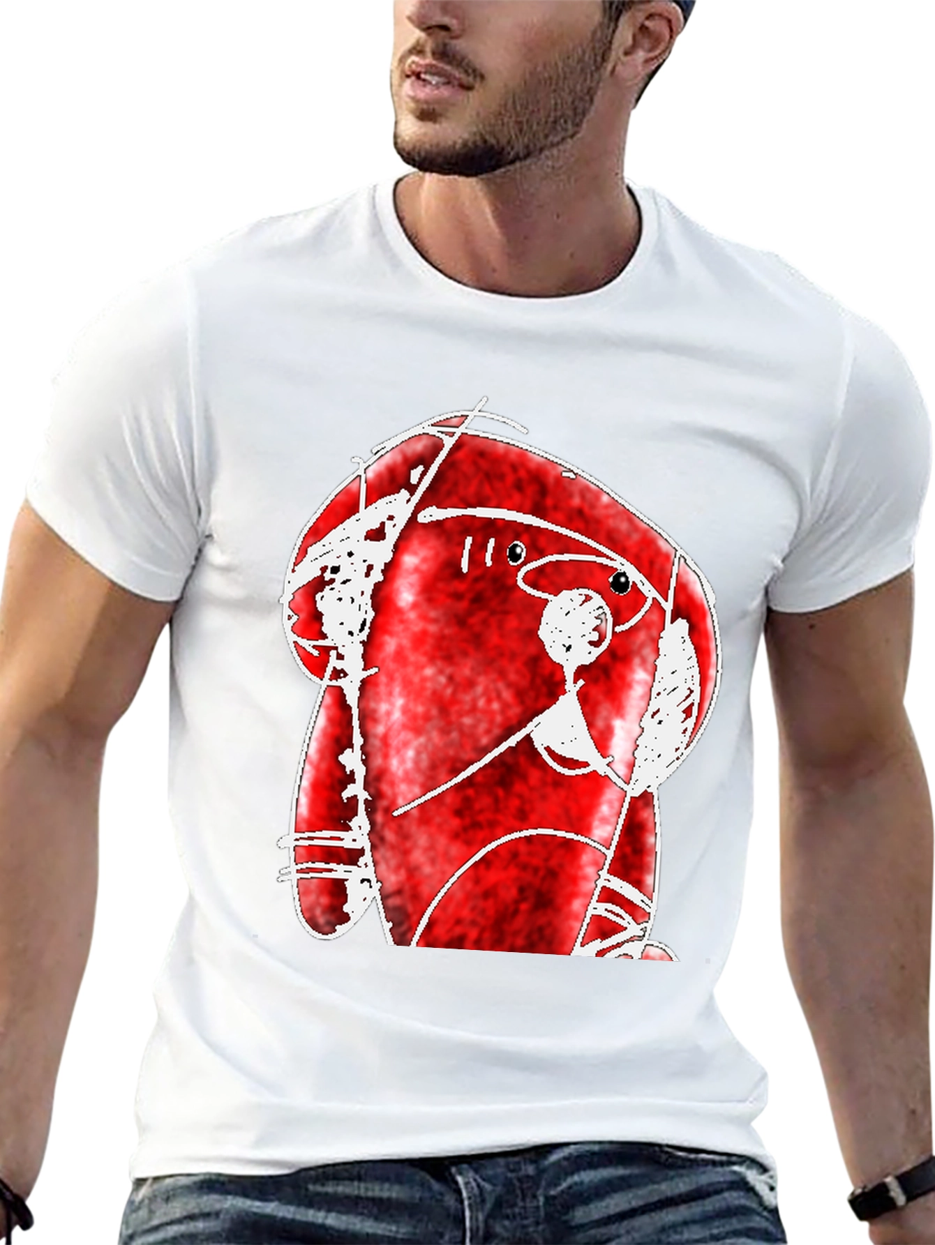 Abstract Red Creature Black T-Shirt