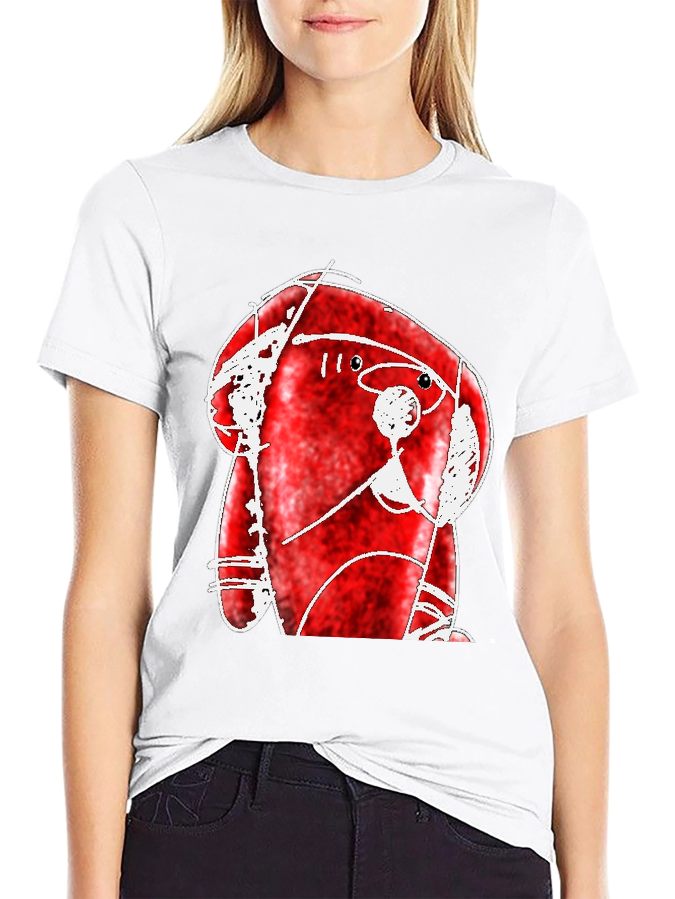 Abstract Red Creature Black T-Shirt