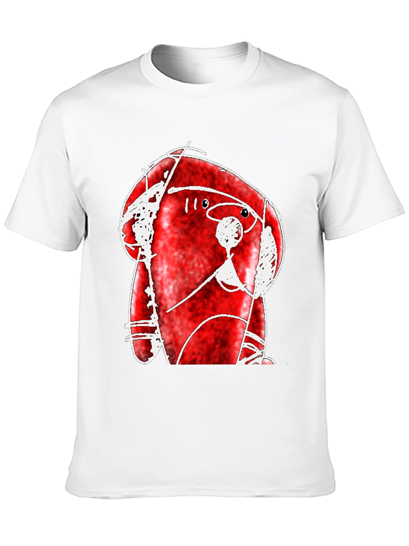 Abstract Red Creature Black T-Shirt