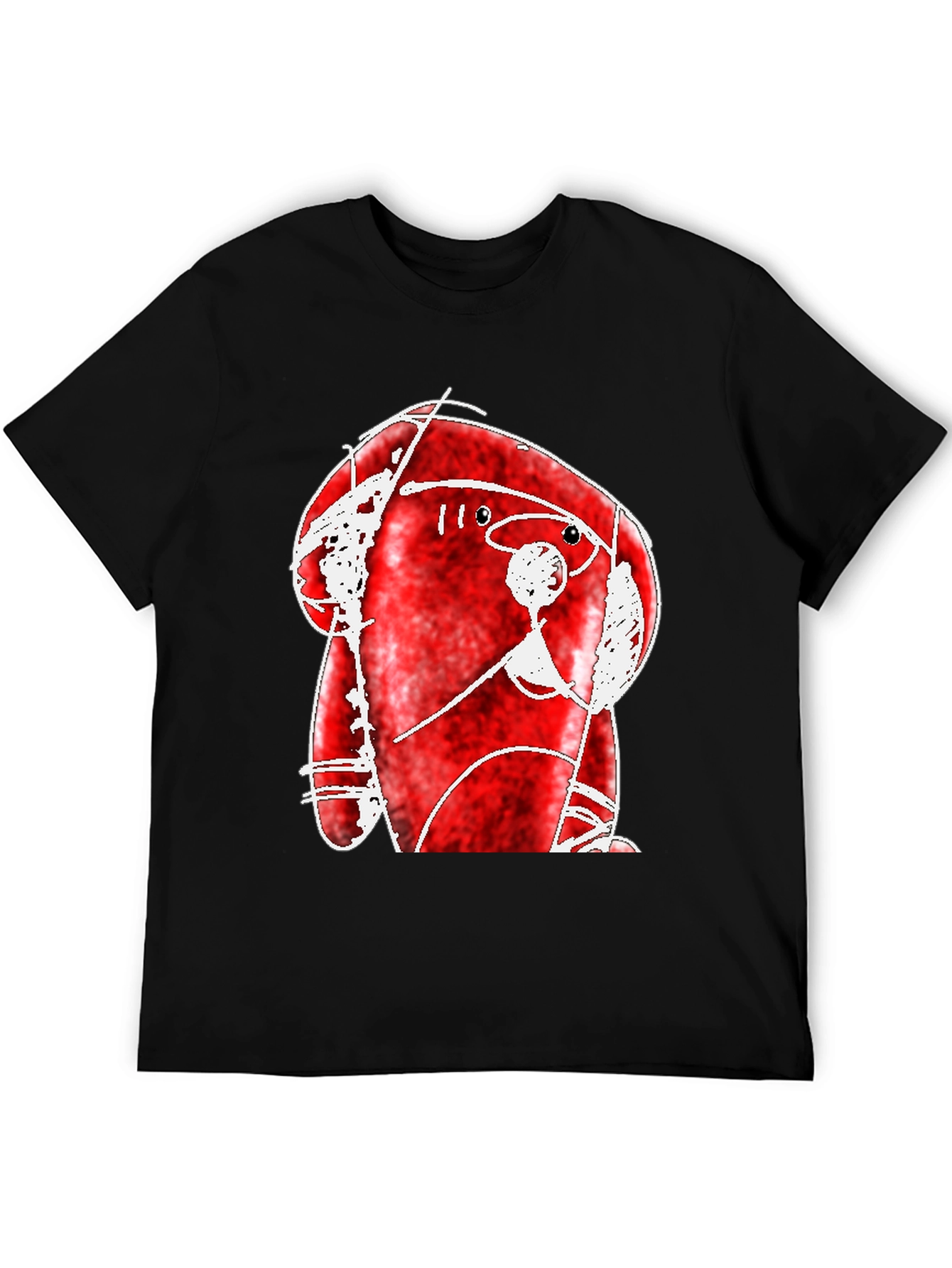 Abstract Red Creature Black T-Shirt