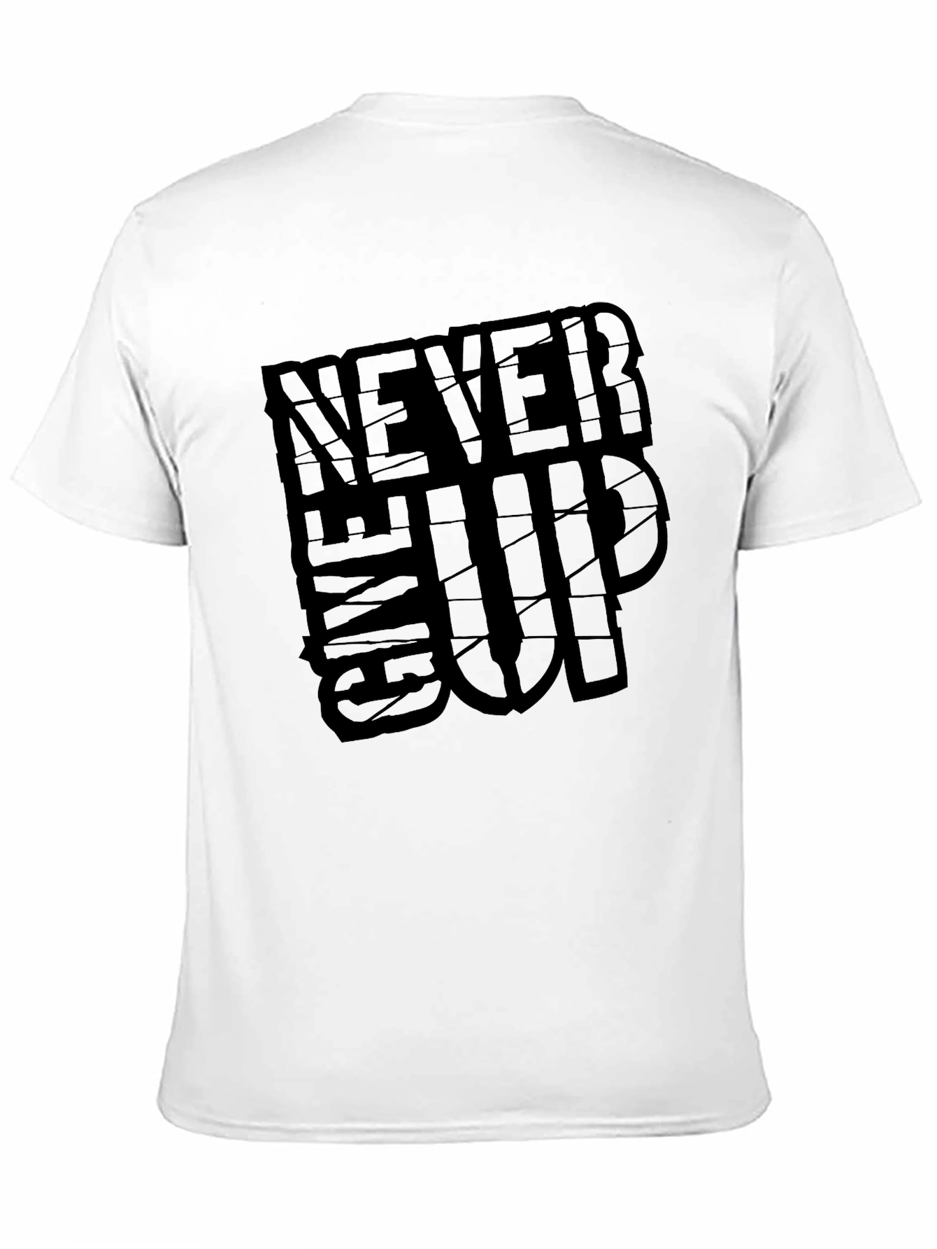 Never Give Up Graphic Print Black T-Shirt
