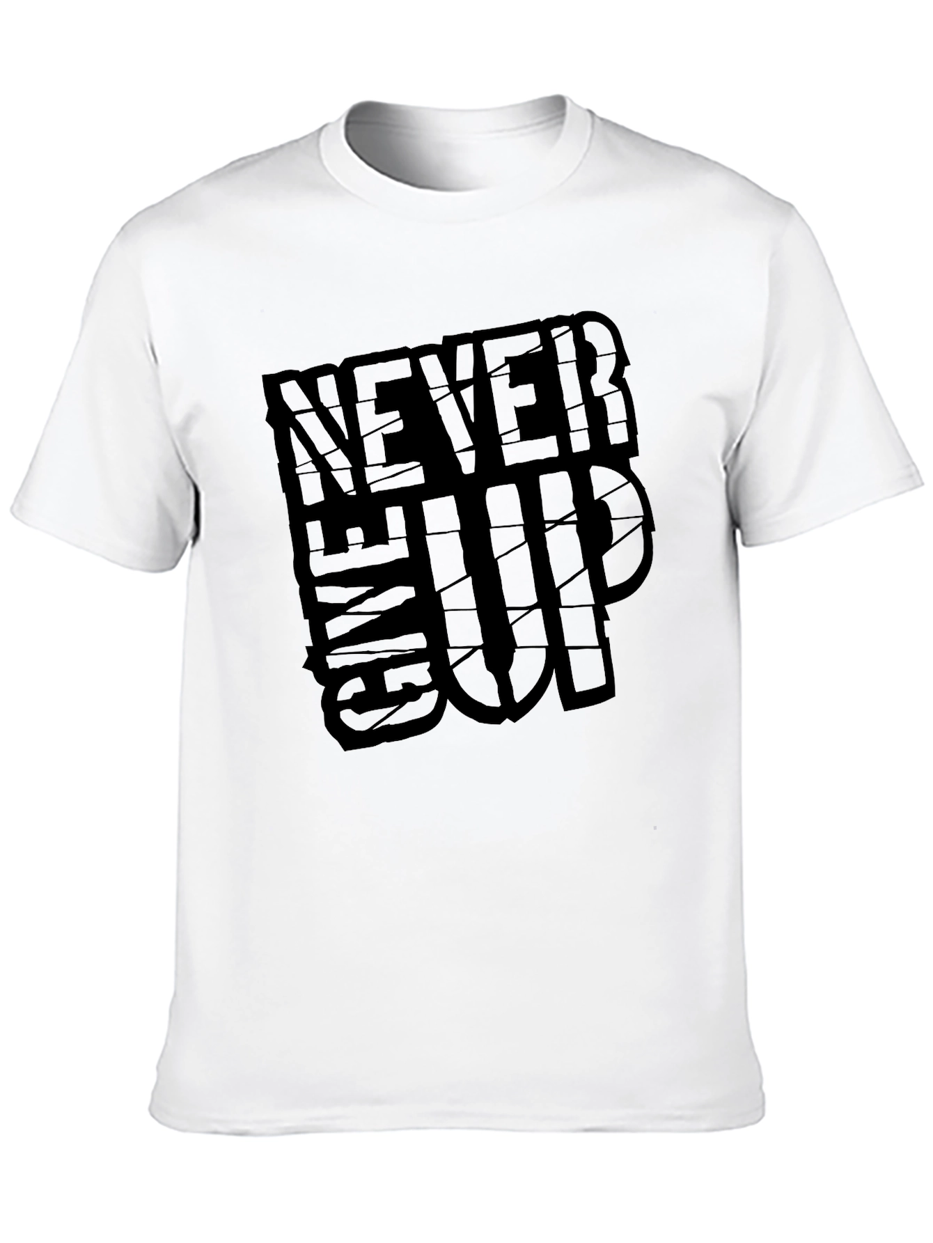 Never Give Up Graphic Print Black T-Shirt