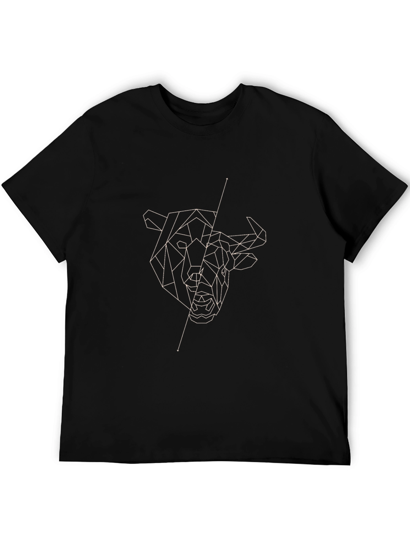 Geometric Bull Graphic Tee - Stylish Mens Black T-Shirt