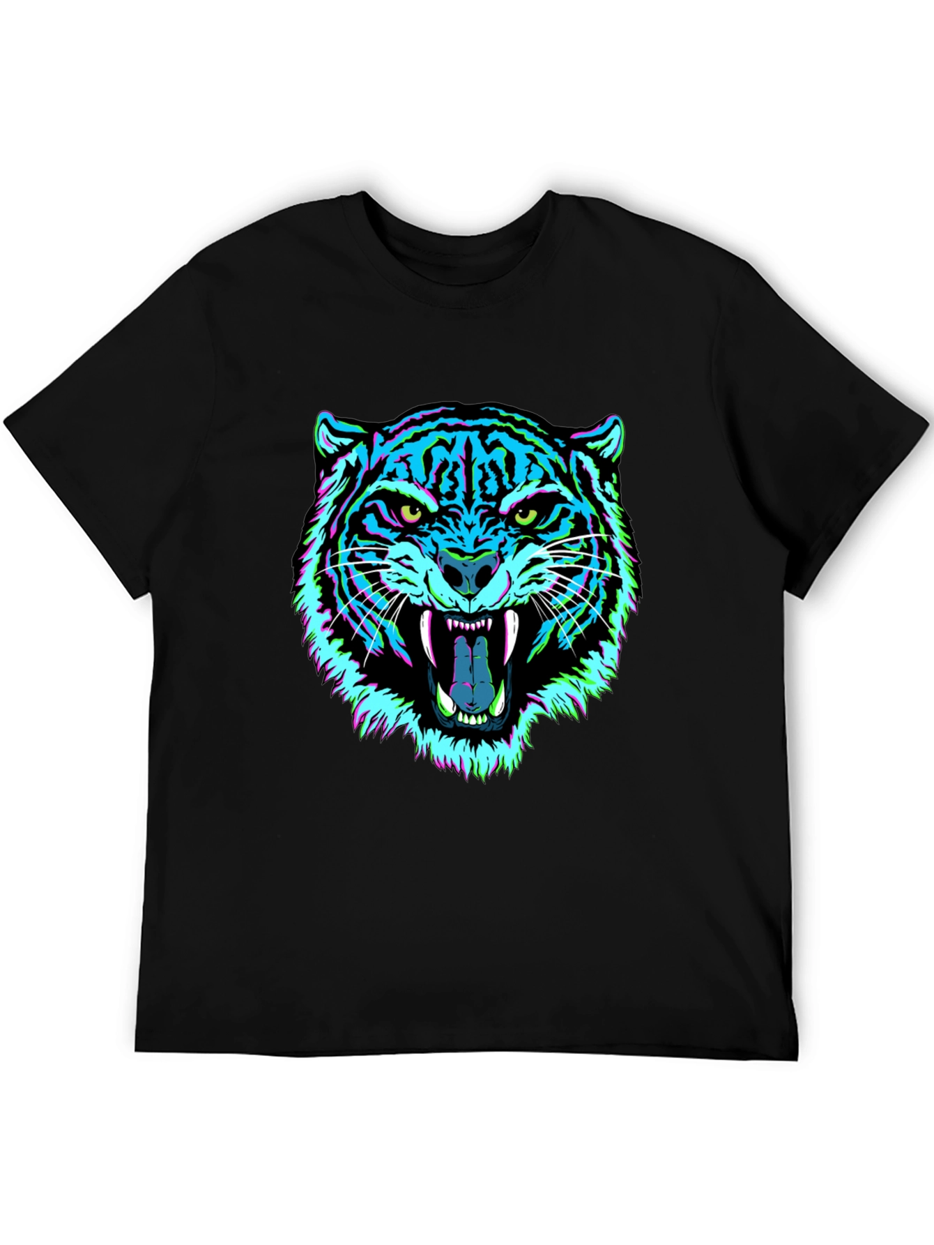 Vibrant Tiger Graphic Tee - Mens Black T-Shirt