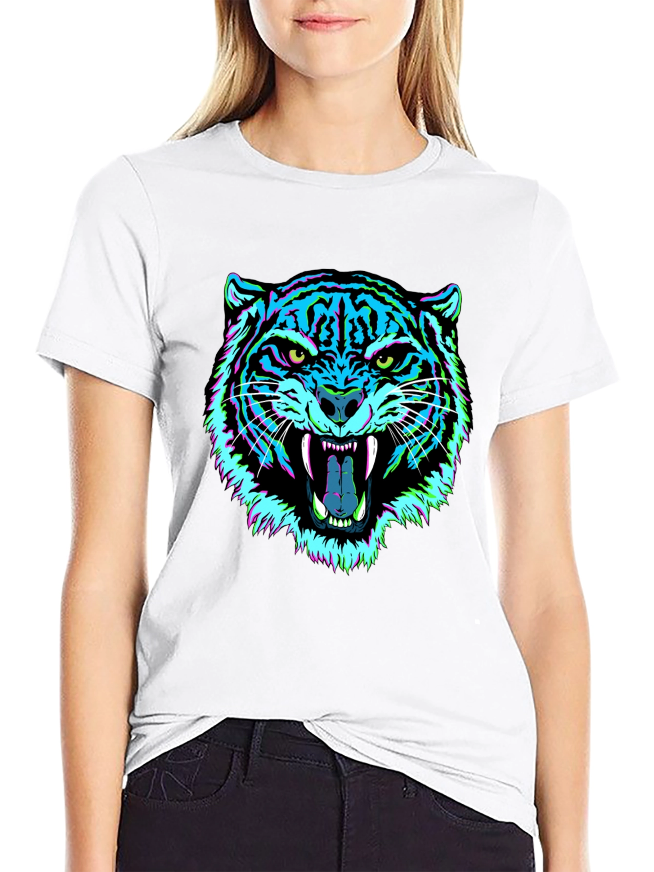 Vibrant Tiger Graphic Tee - Mens Black T-Shirt