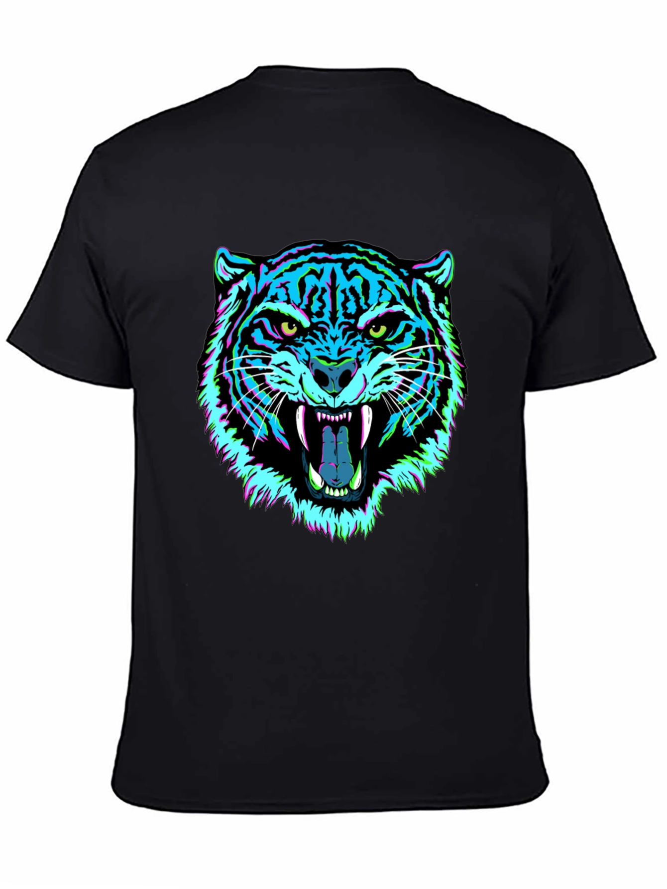 Vibrant Tiger Graphic Tee - Mens Black T-Shirt